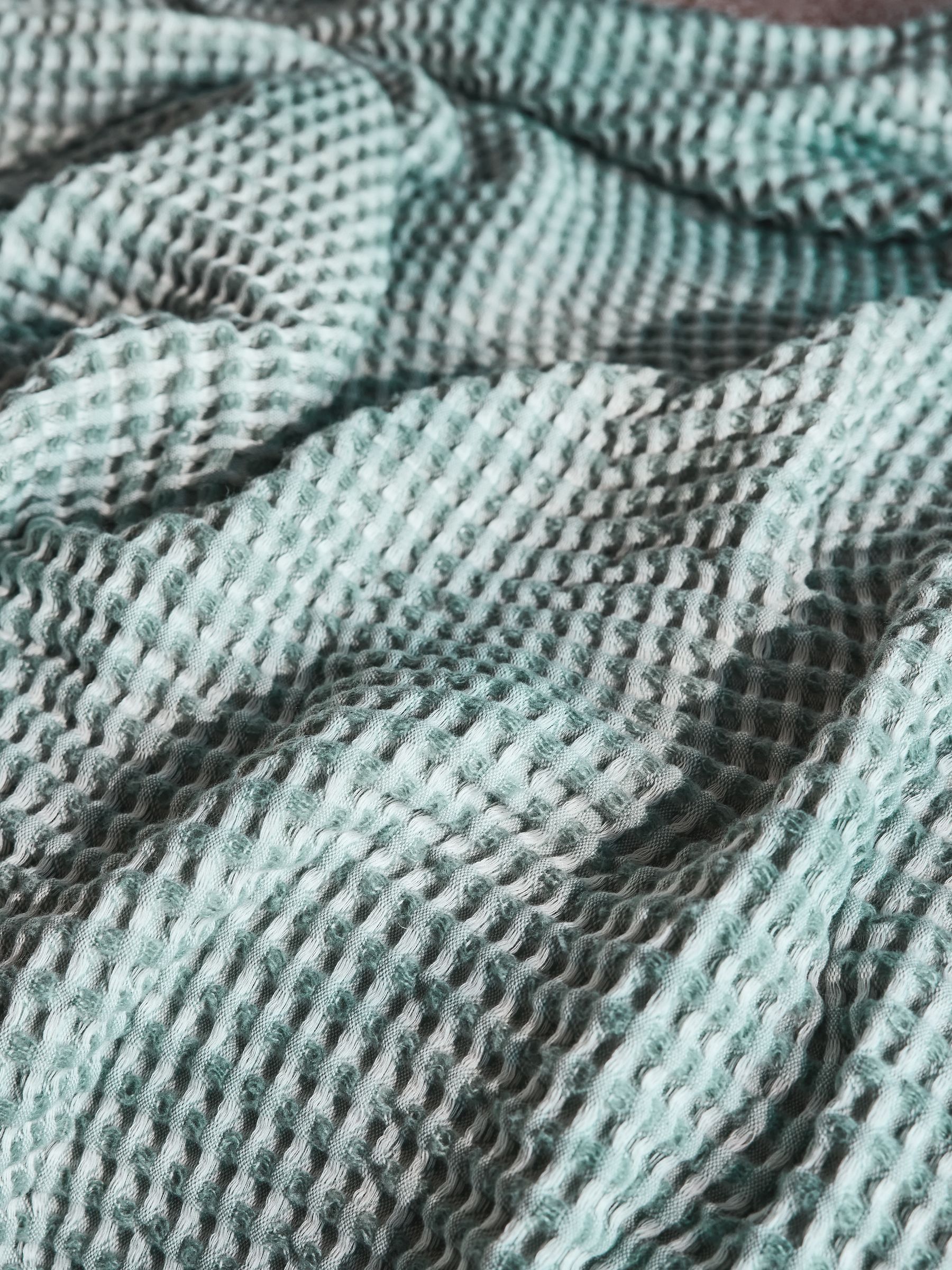 Teal Blue Textured Waffle Throw - Image 5 of 6