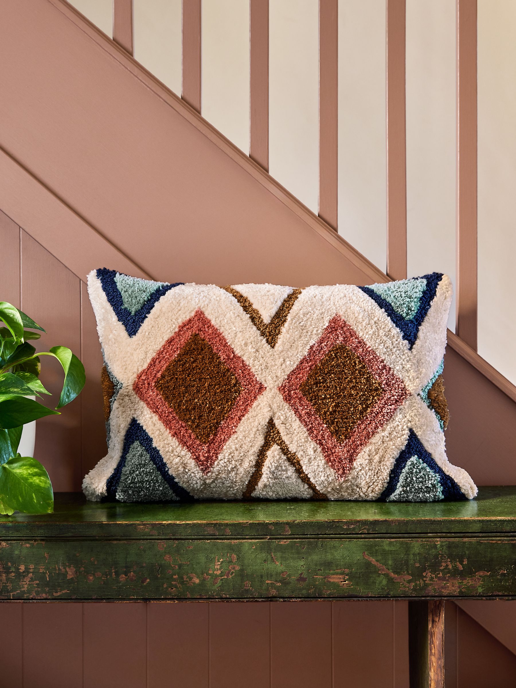 Multi Collection Luxe Aurora 10M Geo Diamond Cotton Tufted Cushion - Image 1 of 6