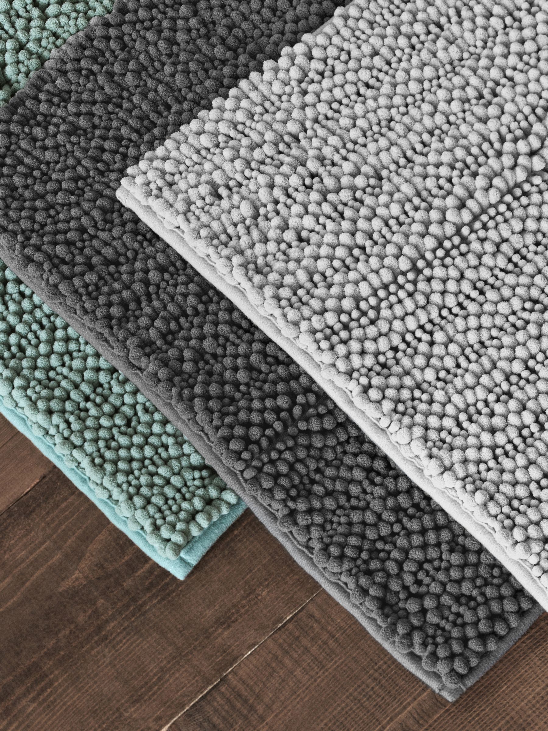 3 Pack Green/Grey Textured Bobble Bath Mats - Image 1 of 6