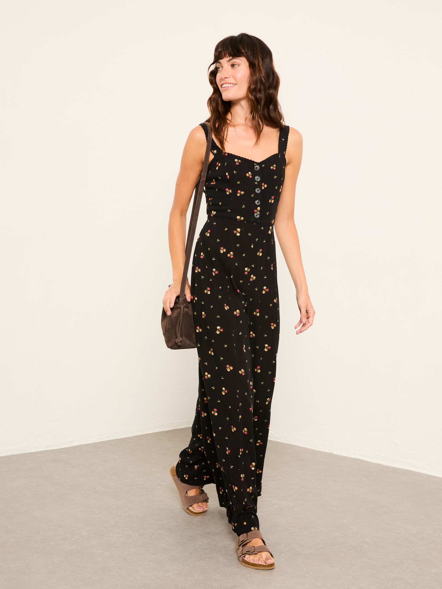 Rosa Black Ditsy Pop Petite Wide Leg Jumpsuit