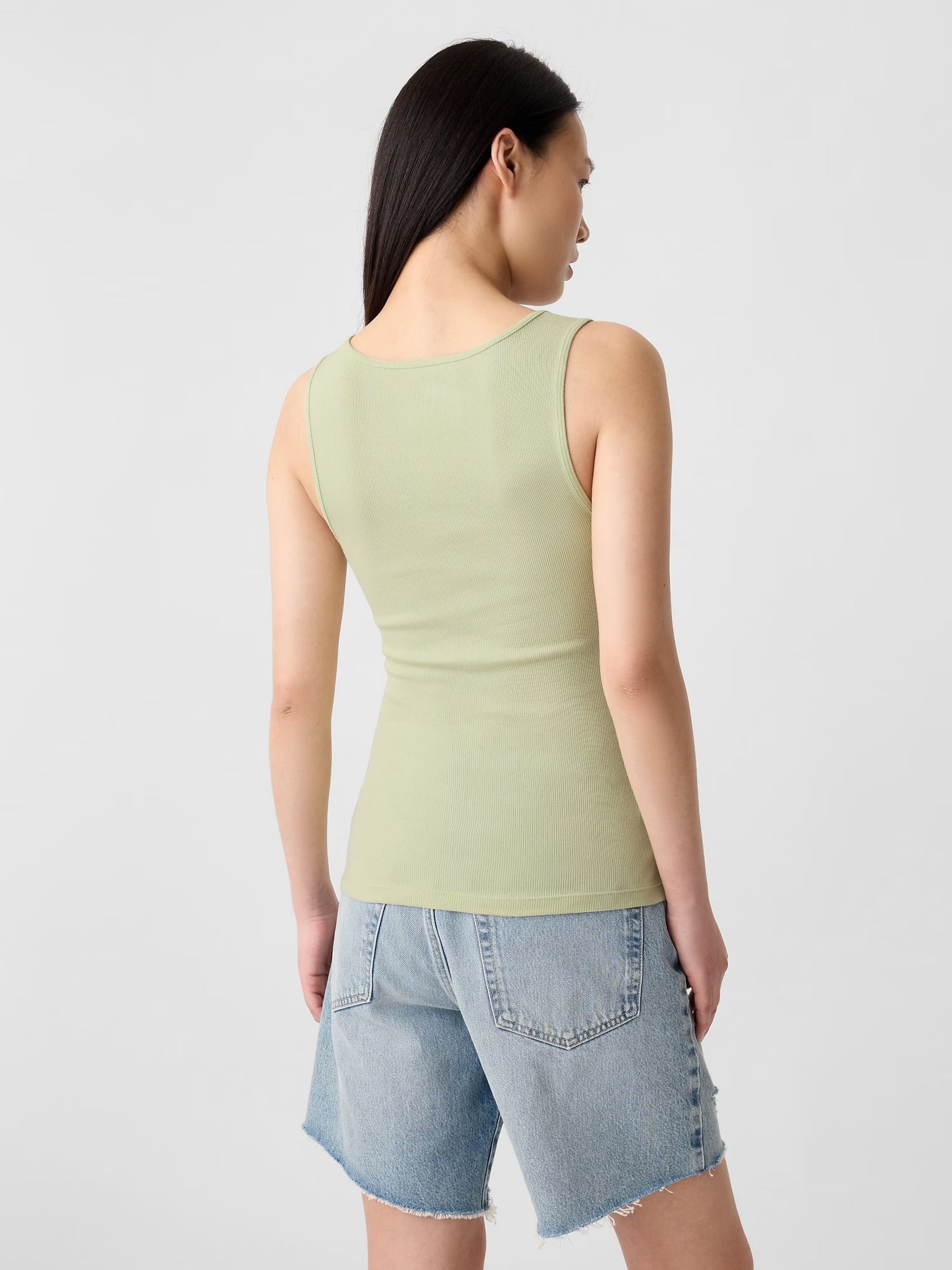 Green Ribbed Logo Vest Top - Image 2 of 4