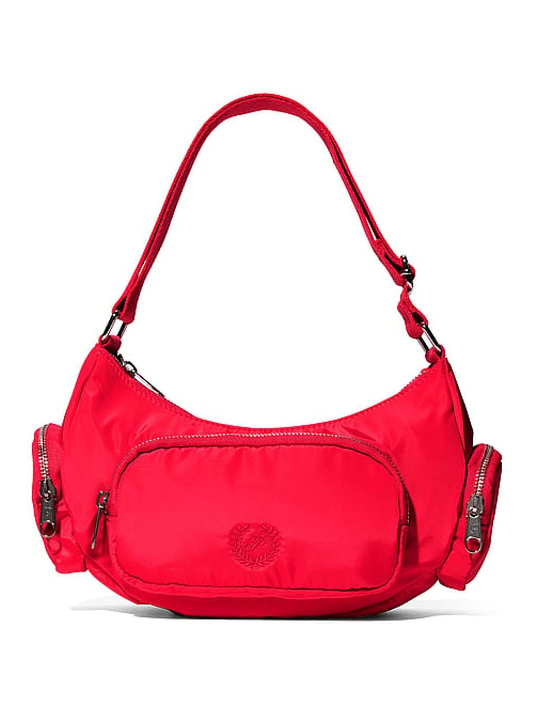 Bright Vermillion Red Multi-Pocket Nylon Shoulder Bag - Image 2 of 4