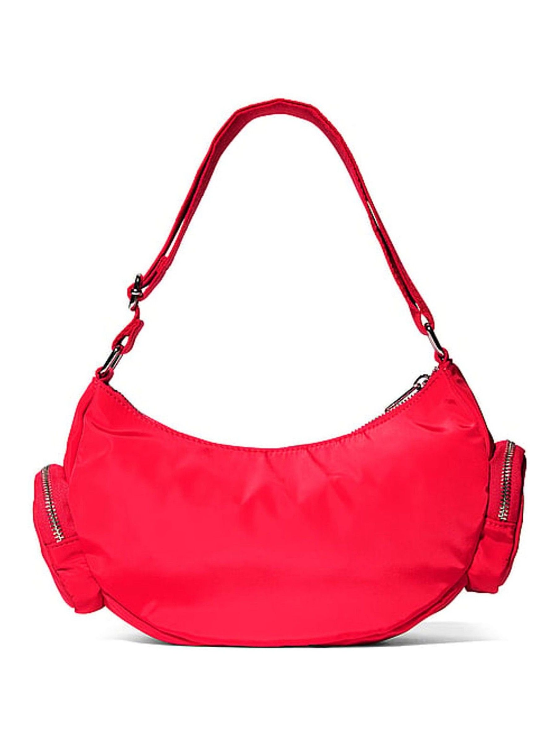 Bright Vermillion Red Multi-Pocket Nylon Shoulder Bag - Image 3 of 4
