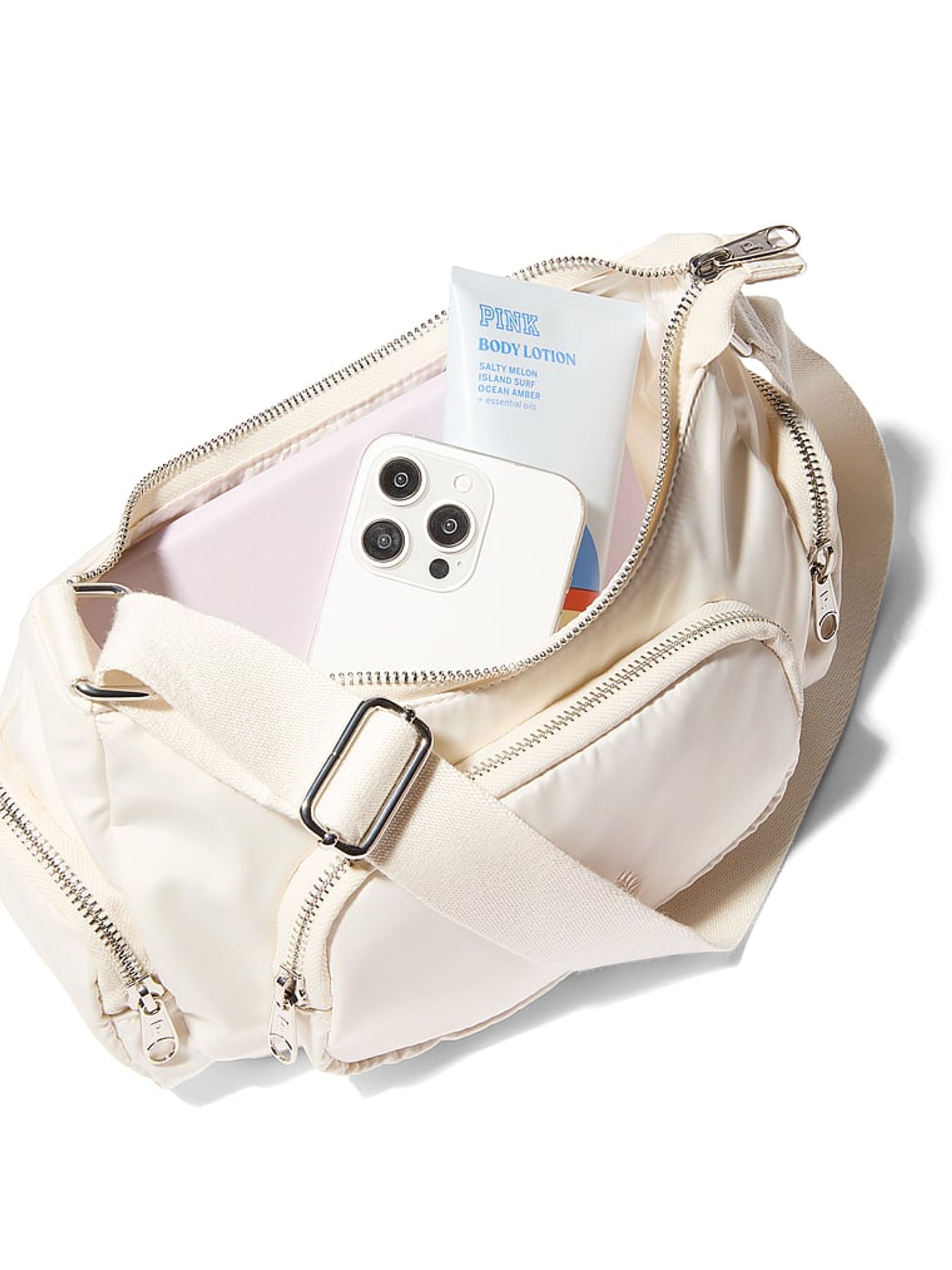 Winter White Multi-Pocket Nylon Shoulder Bag - Image 4 of 4