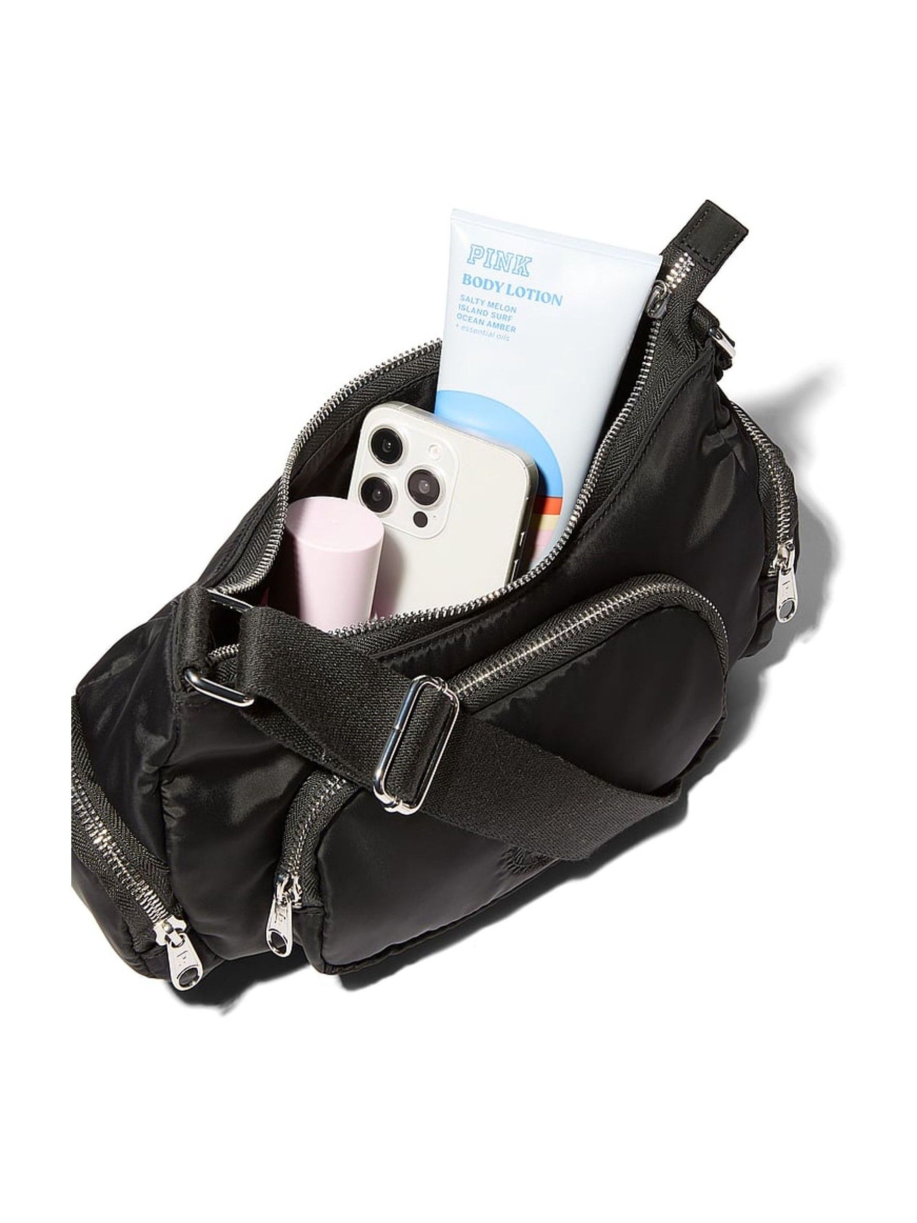 Black Multi-Pocket Nylon Shoulder Bag - Image 4 of 4