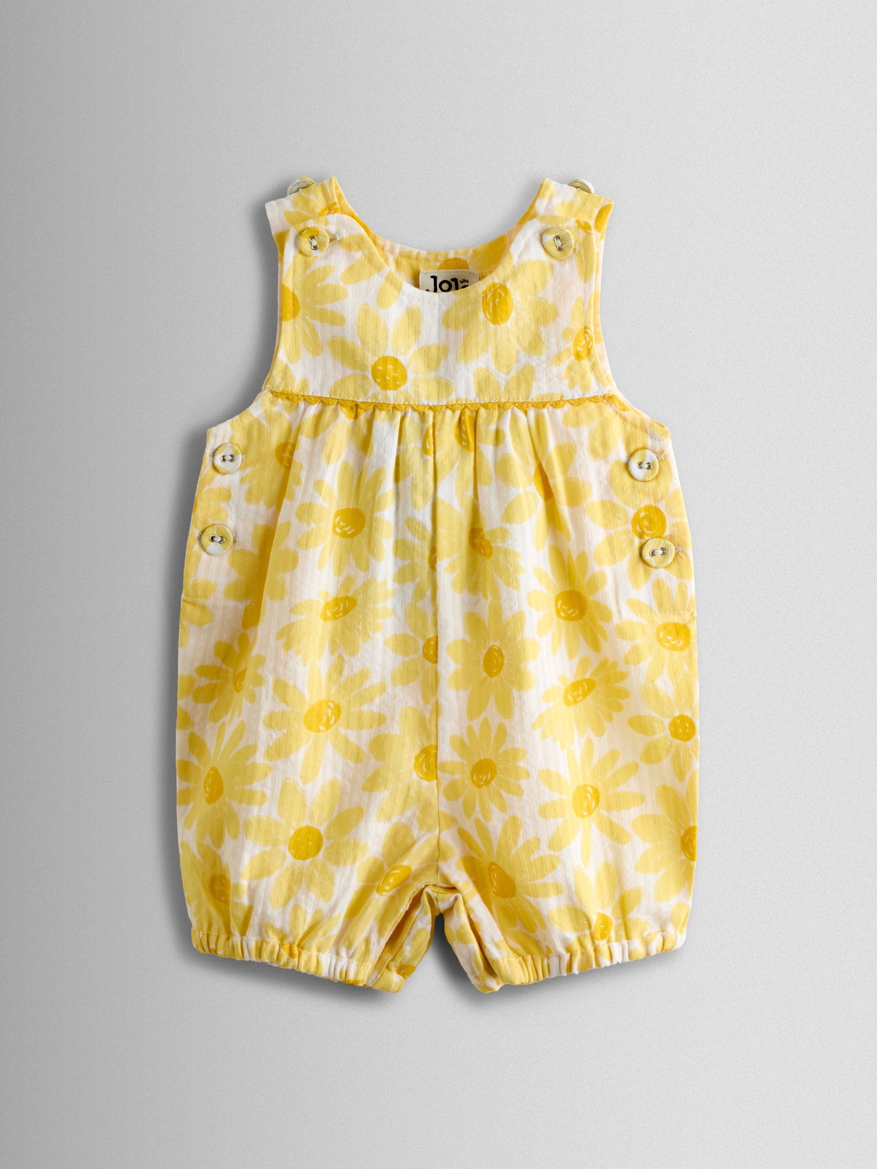 Yellow Printed Seersucker Dungaree - Image 1 of 3