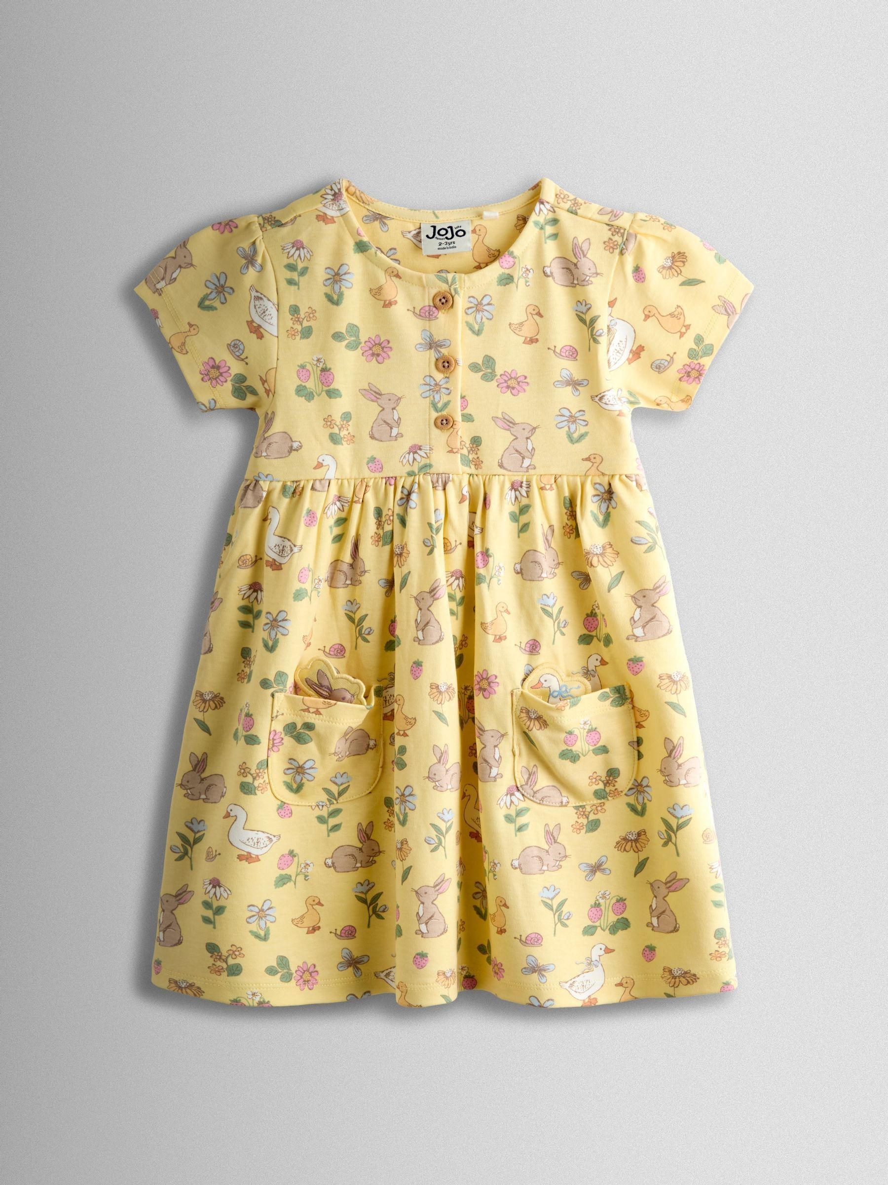 Light Yellow Duck Bunny Button Down Pet In Pocket Dress - Image 1 of 3 Light Yellow Duck Bunny Button Down Pet In Pocket Dress - Image 1 of 3