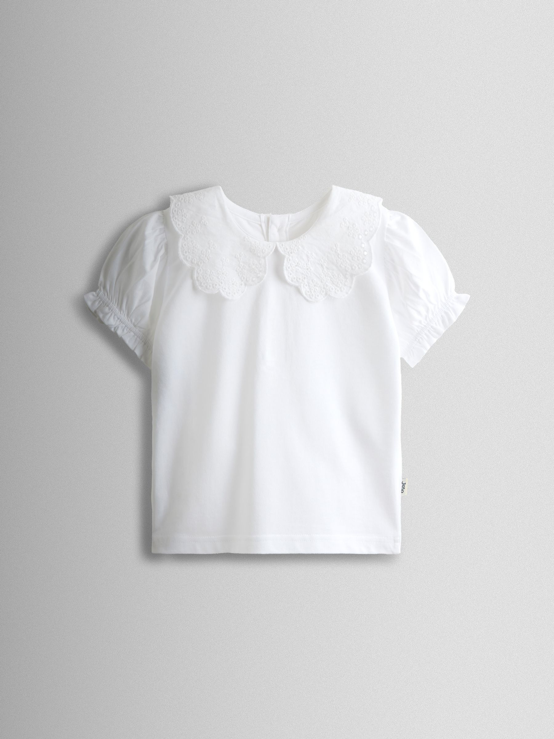 Pure White Broderie Collar T-Shirt - Image 1 of 4