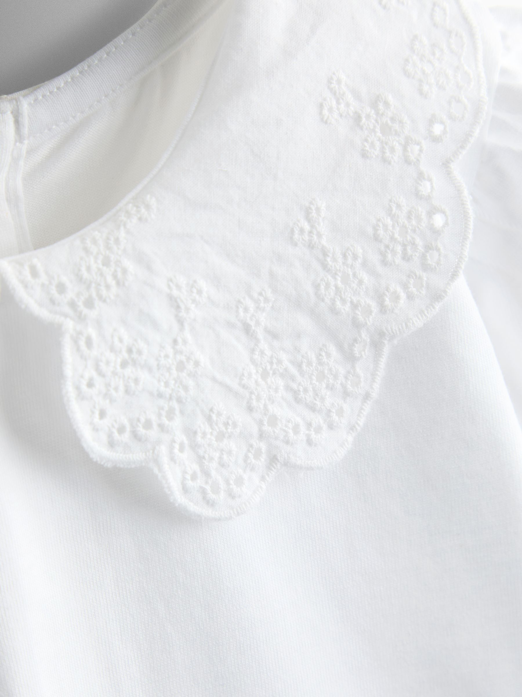Pure White Broderie Collar T-Shirt - Image 3 of 4