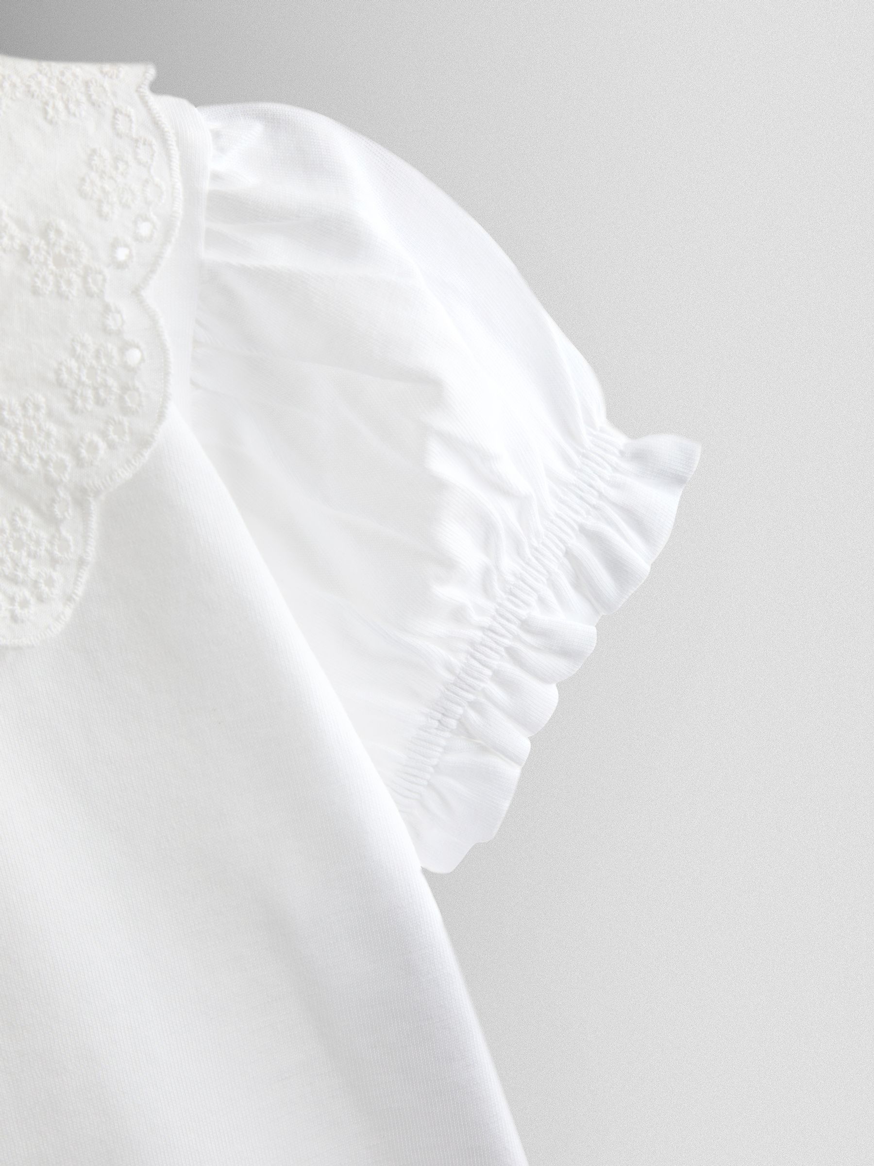 Pure White Broderie Collar T-Shirt - Image 4 of 4