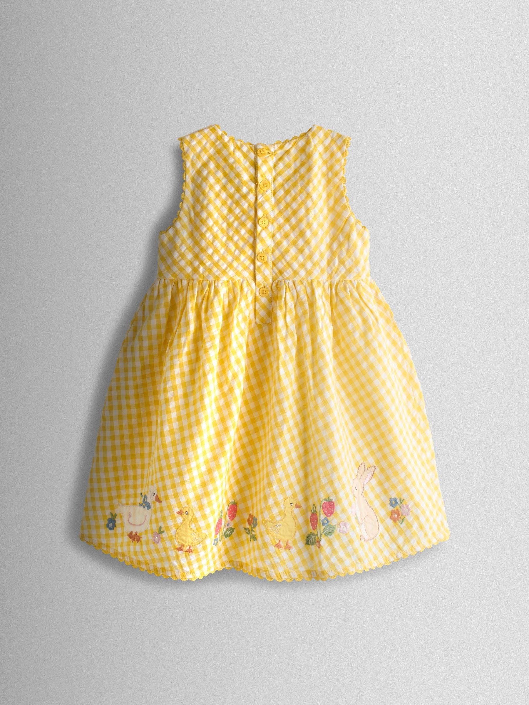 Yellow Appliqué Gingham Sleeveless Dress - Image 2 of 5