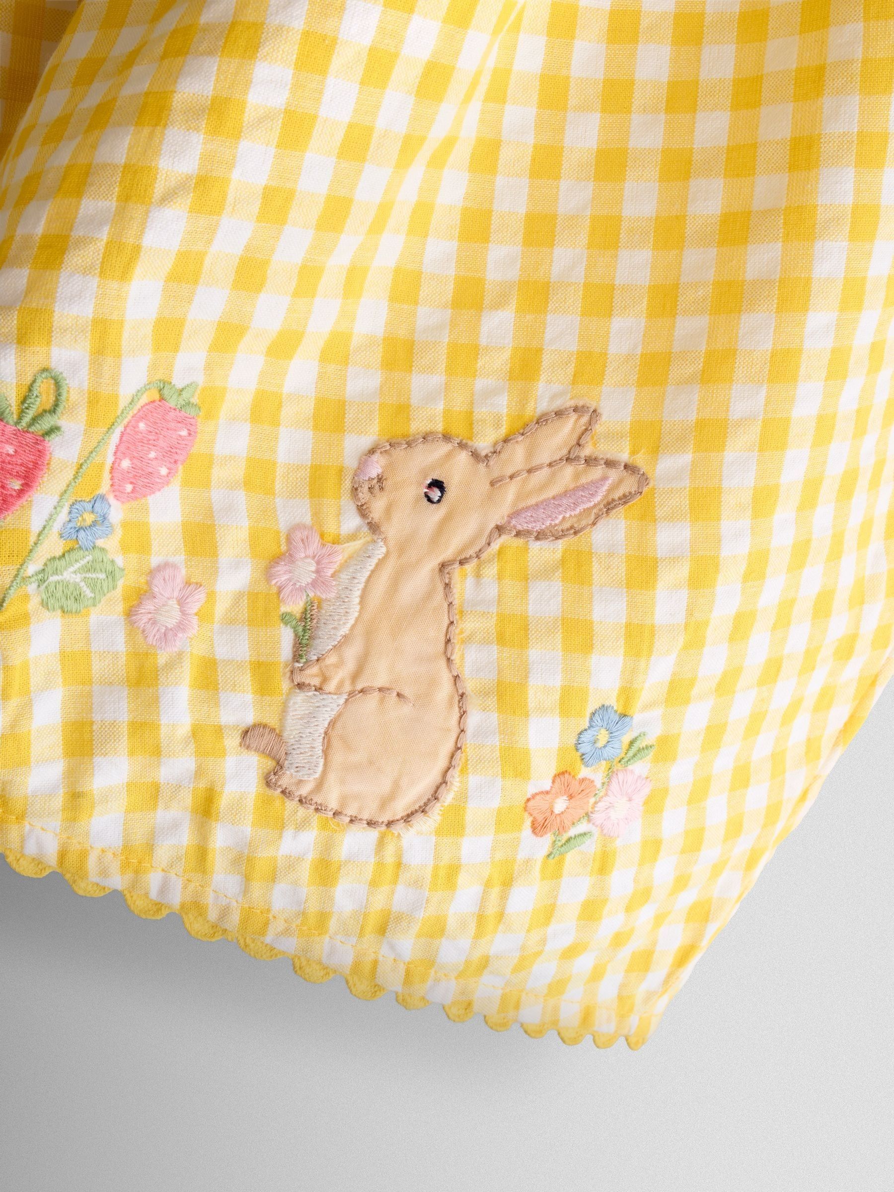 Yellow Appliqué Gingham Sleeveless Dress - Image 4 of 5