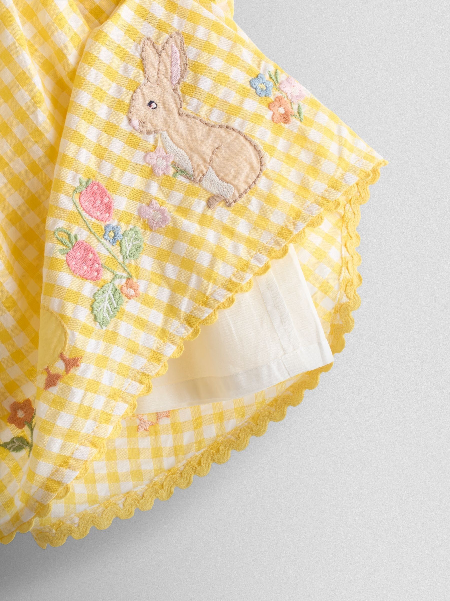 Yellow Appliqué Gingham Sleeveless Dress - Image 5 of 5