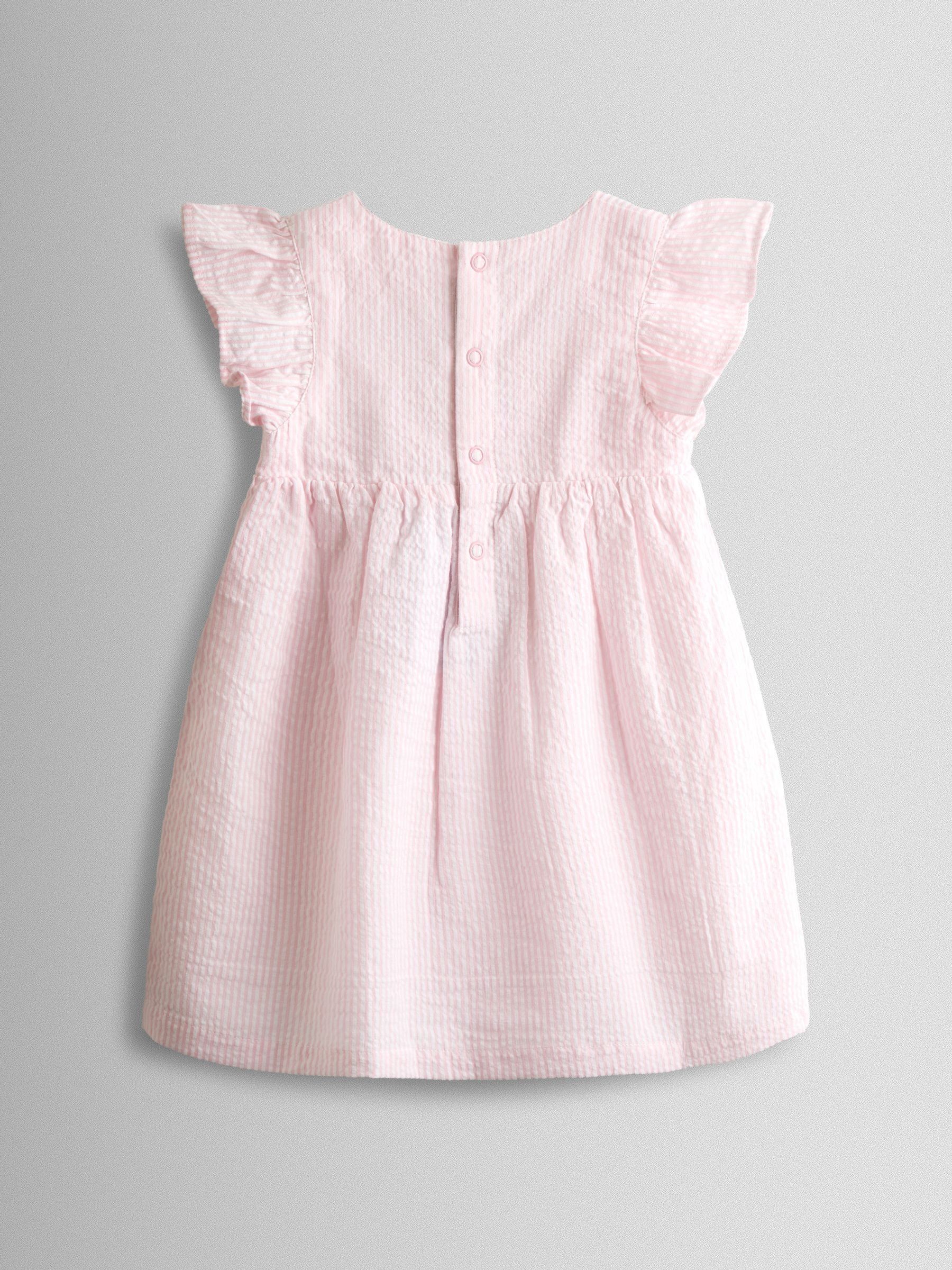 Pink Bunny Embroidered Baby Dress, Knicker & Hat Set | JoJo Maman