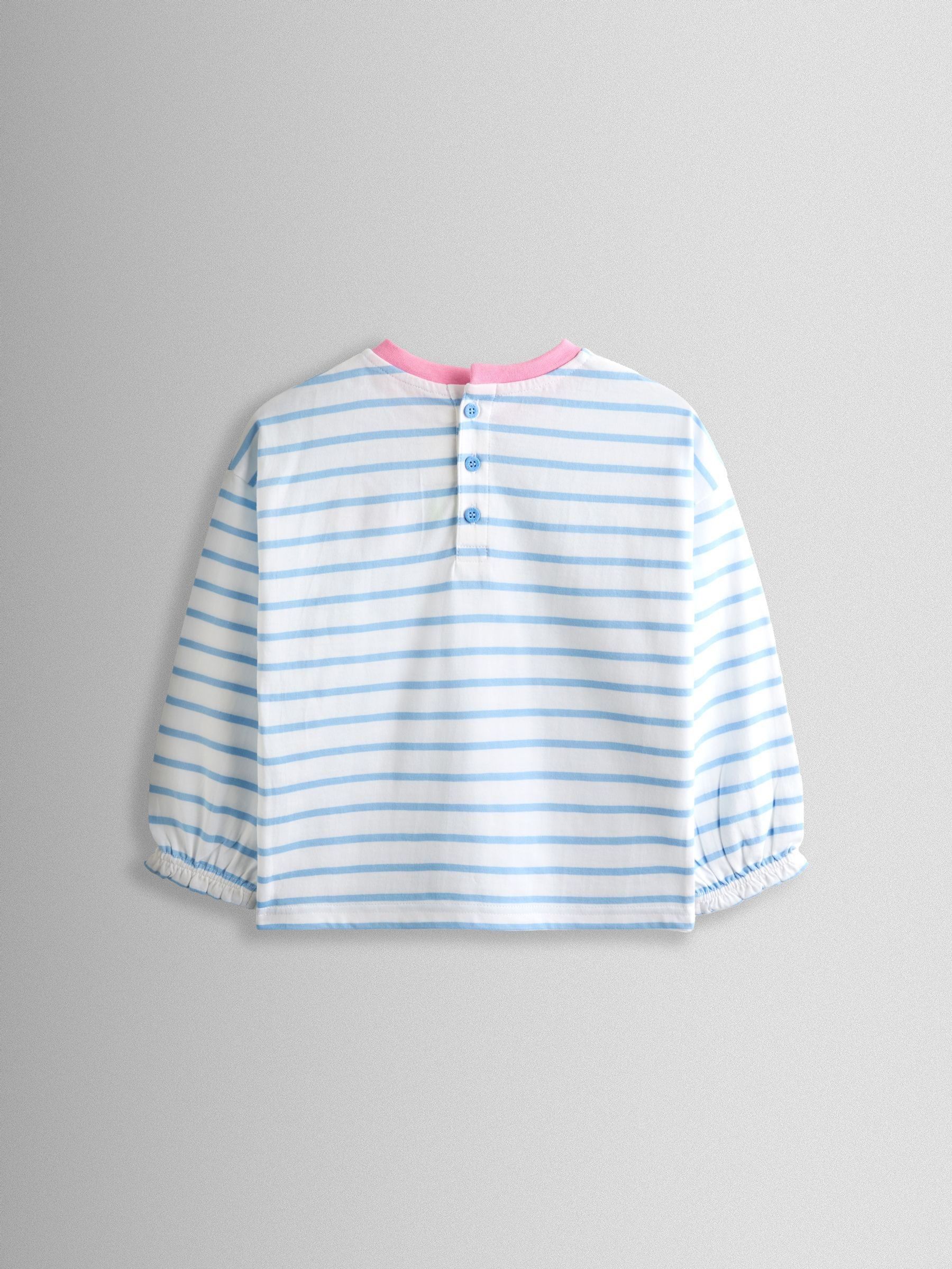 Cornflower Blue Strawberry Appliqué Stripe Top - Image 2 of 4