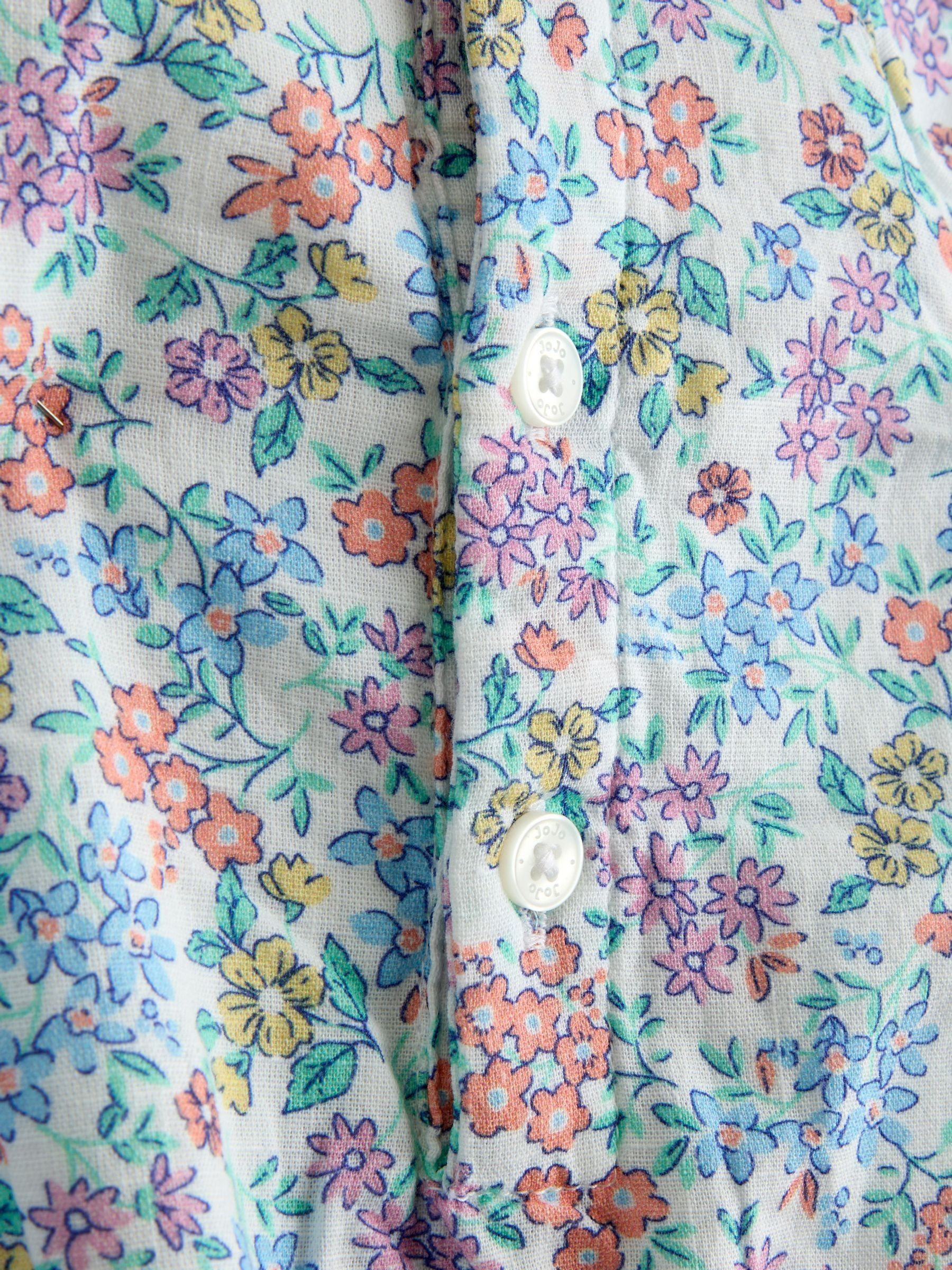 Cream Floral Smocked Bubble Romper and Headband Set - Image 5 of 5