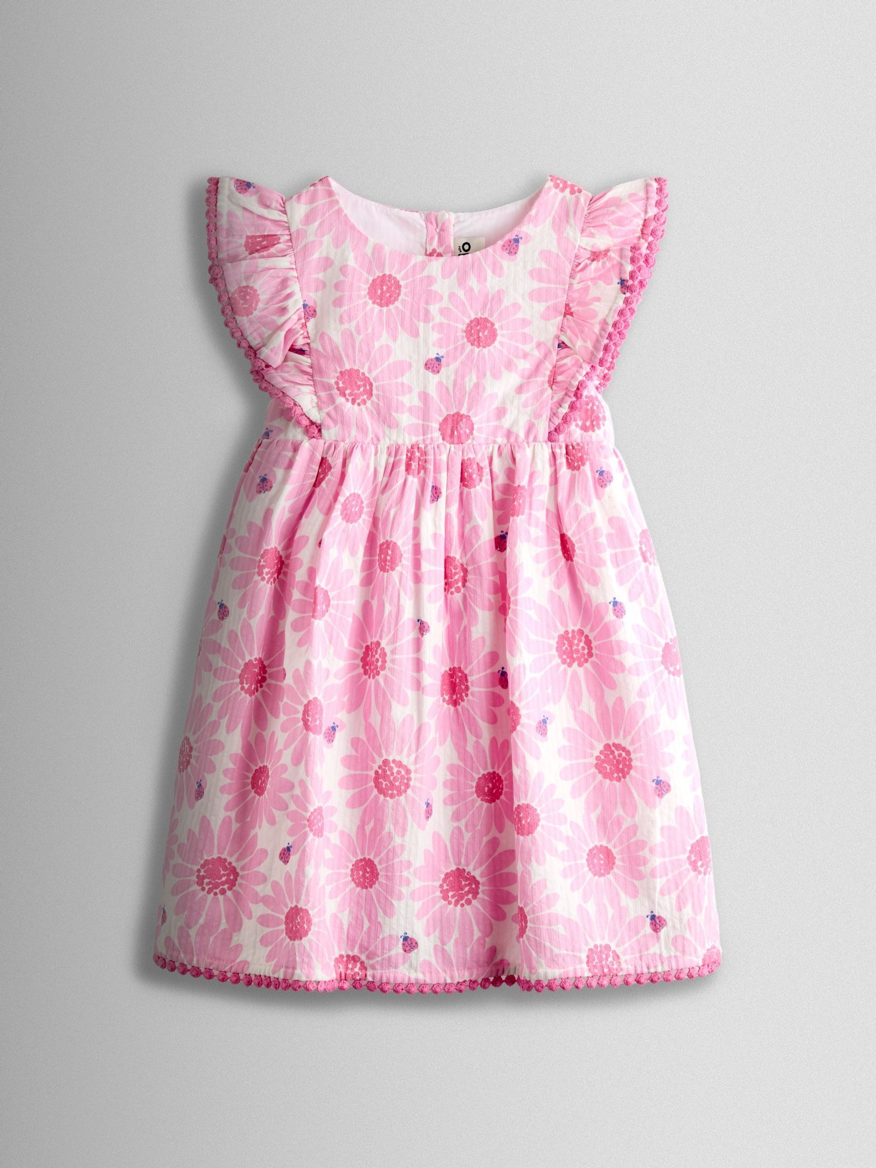 Pink Daisy & Ladybird Frill Shoulder Printed Dress - Image 1 of 3