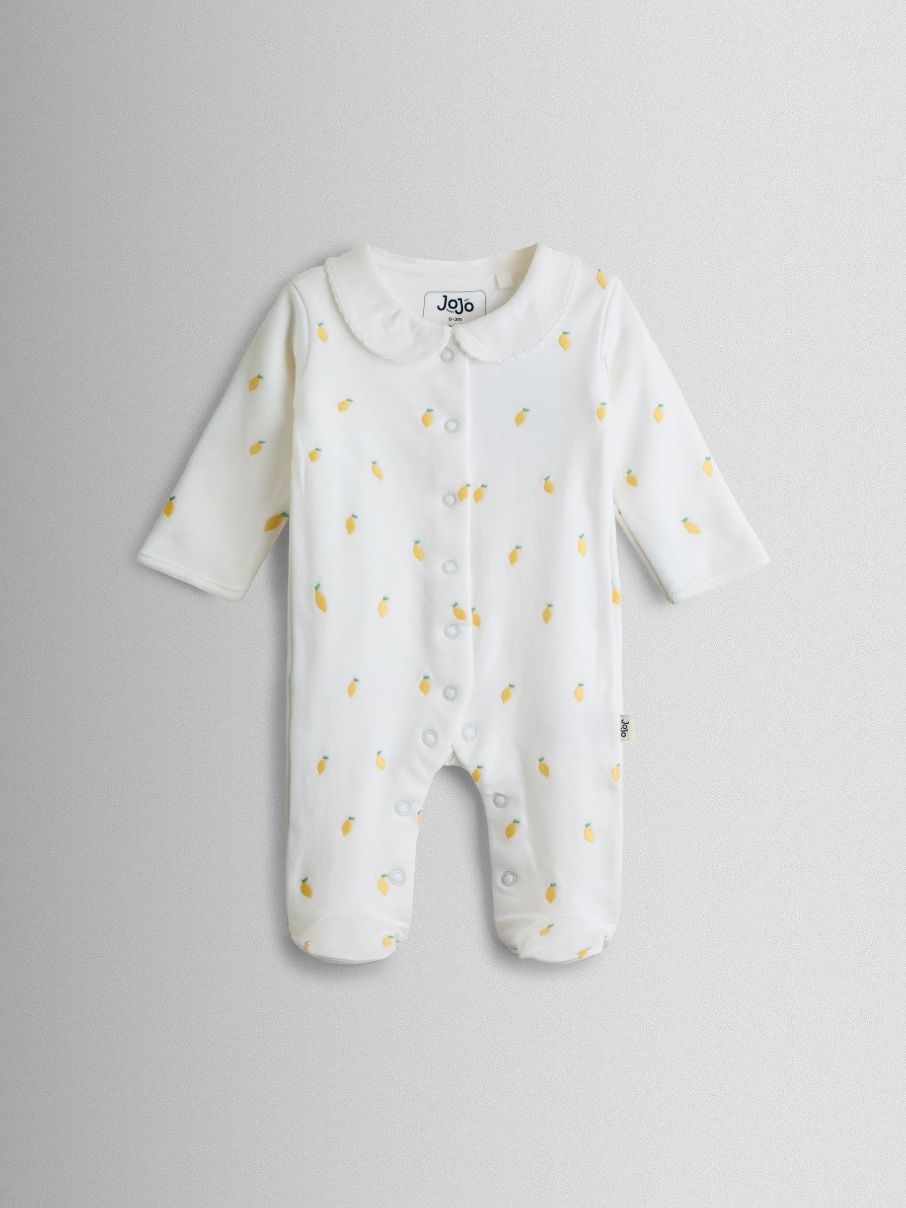 White Lemon Cotton Footed Embroidered Sleepsuit - Image 2 of 5