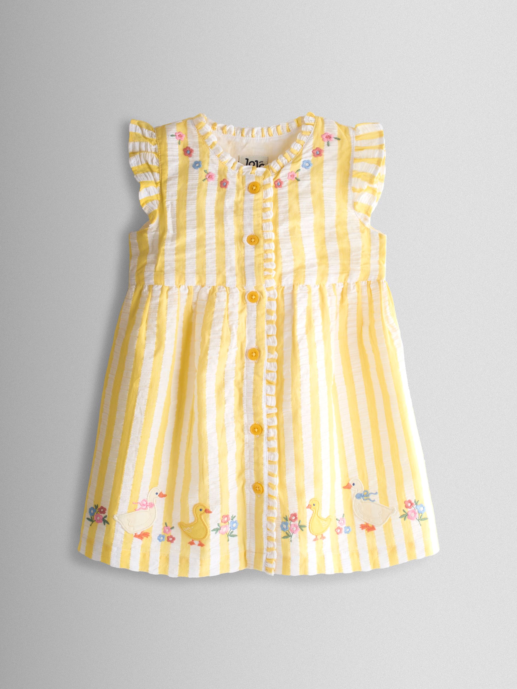 Yellow Duck Appliqué Button Front Dress & Hat Set - Image 2 of 9