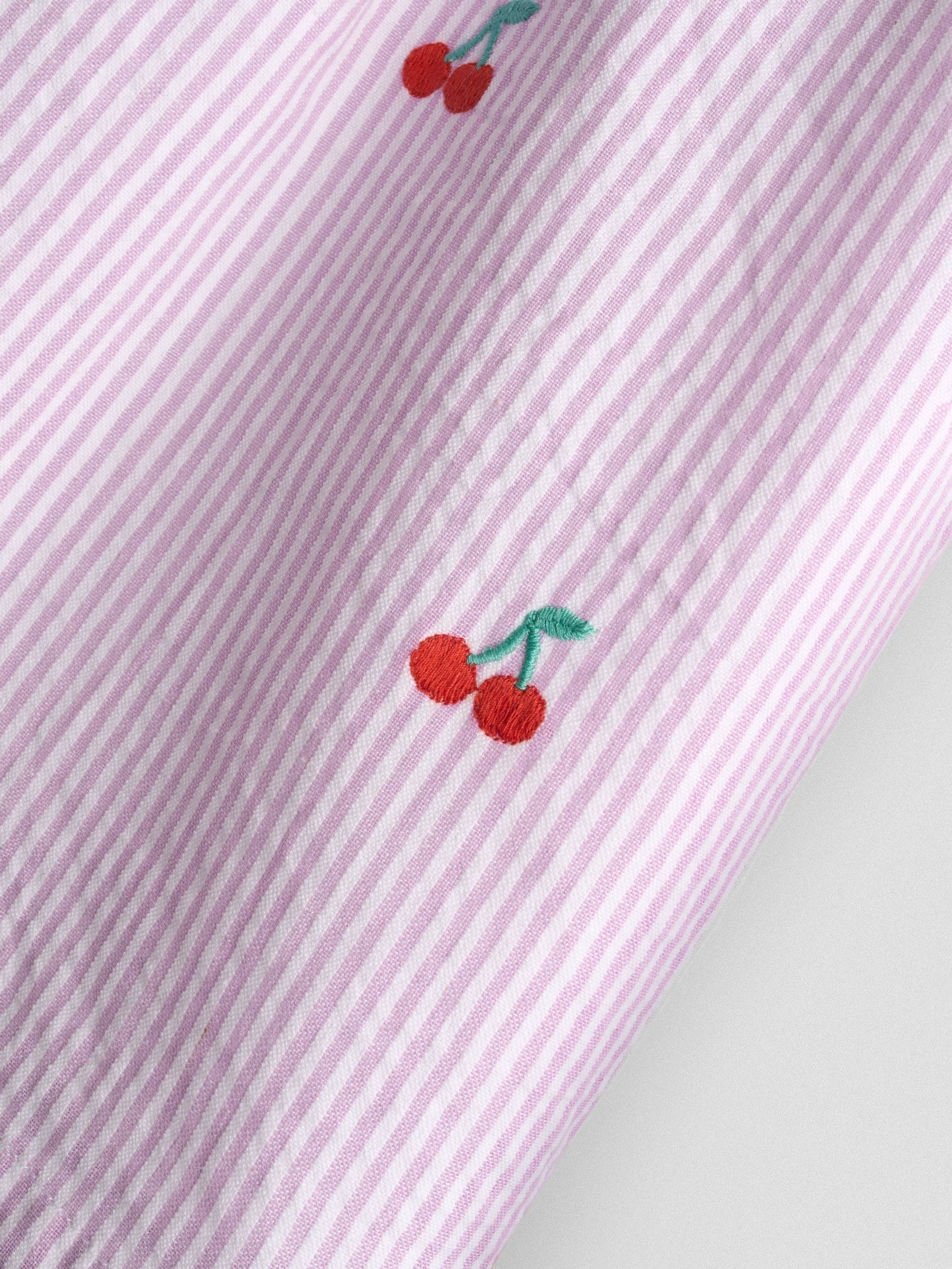 Lilac Purple Cherry Embroidered Stripe Dress & Hat Set - Image 10 of 10 Lilac Purple Cherry Embroidered Stripe Dress & Hat Set - Image 10 of 10