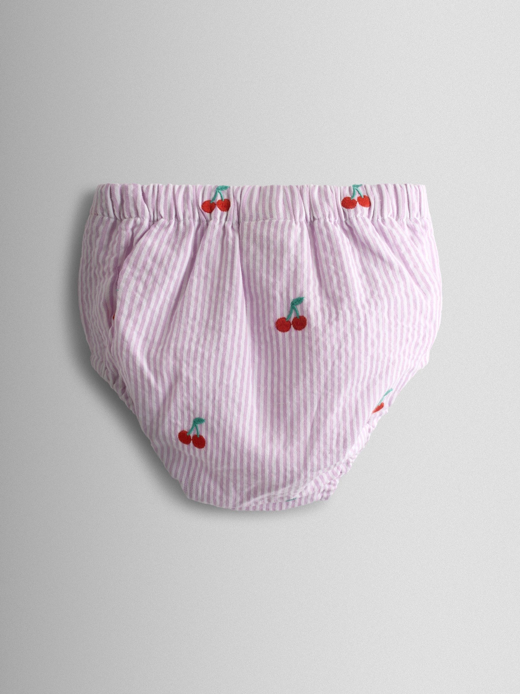 Lilac Purple Cherry Embroidered Stripe Dress & Hat Set - Image 5 of 9