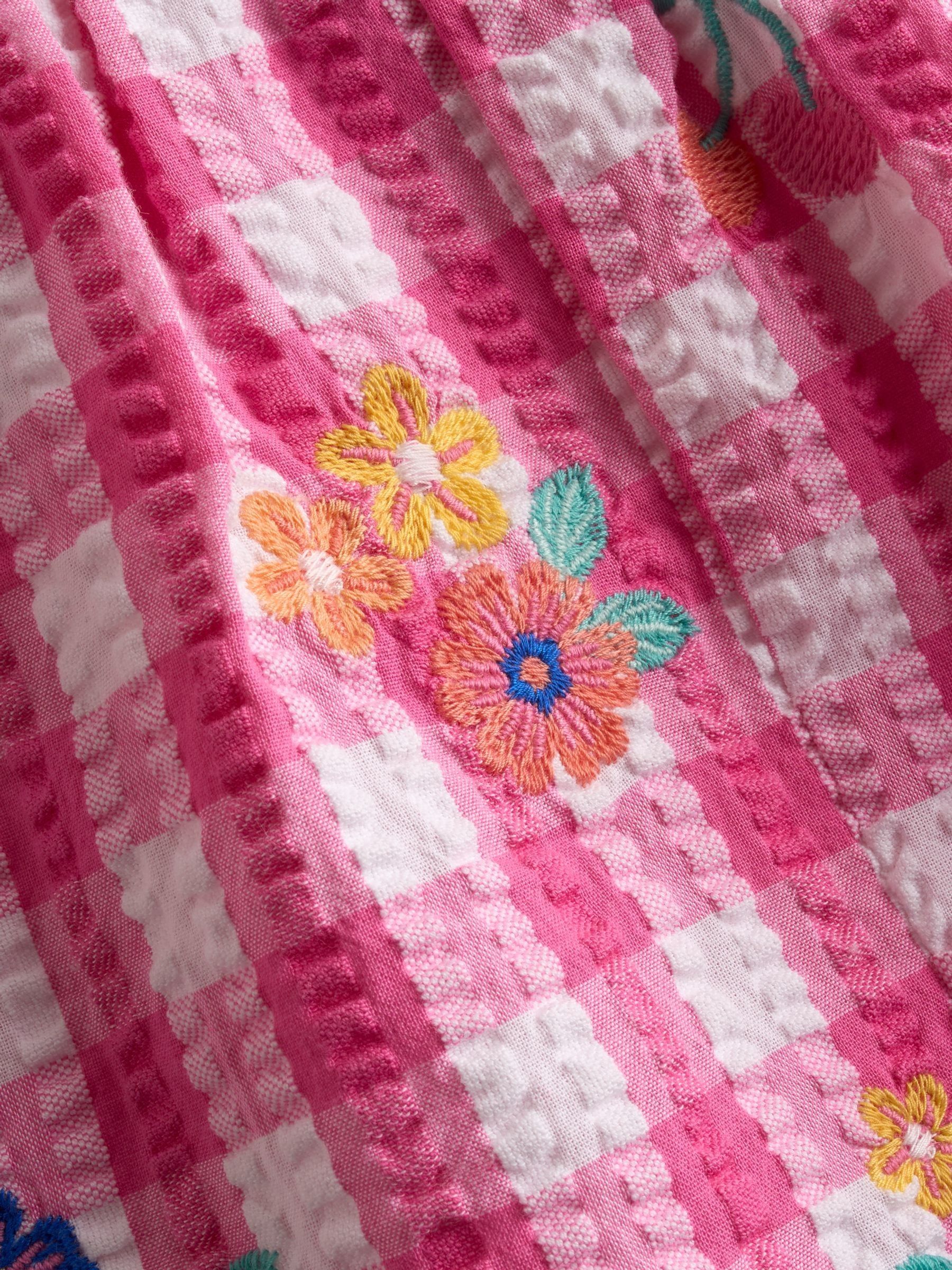 Mid Pink Frill Shoulder Embroidered Romper - Image 4 of 4