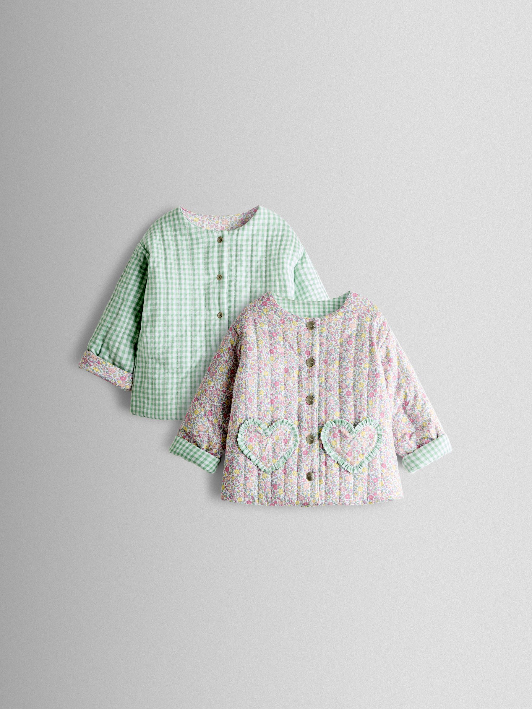 Mid Pink Ditsy Floral Heart Pocket Quilted Jacket - Image 1 of 7