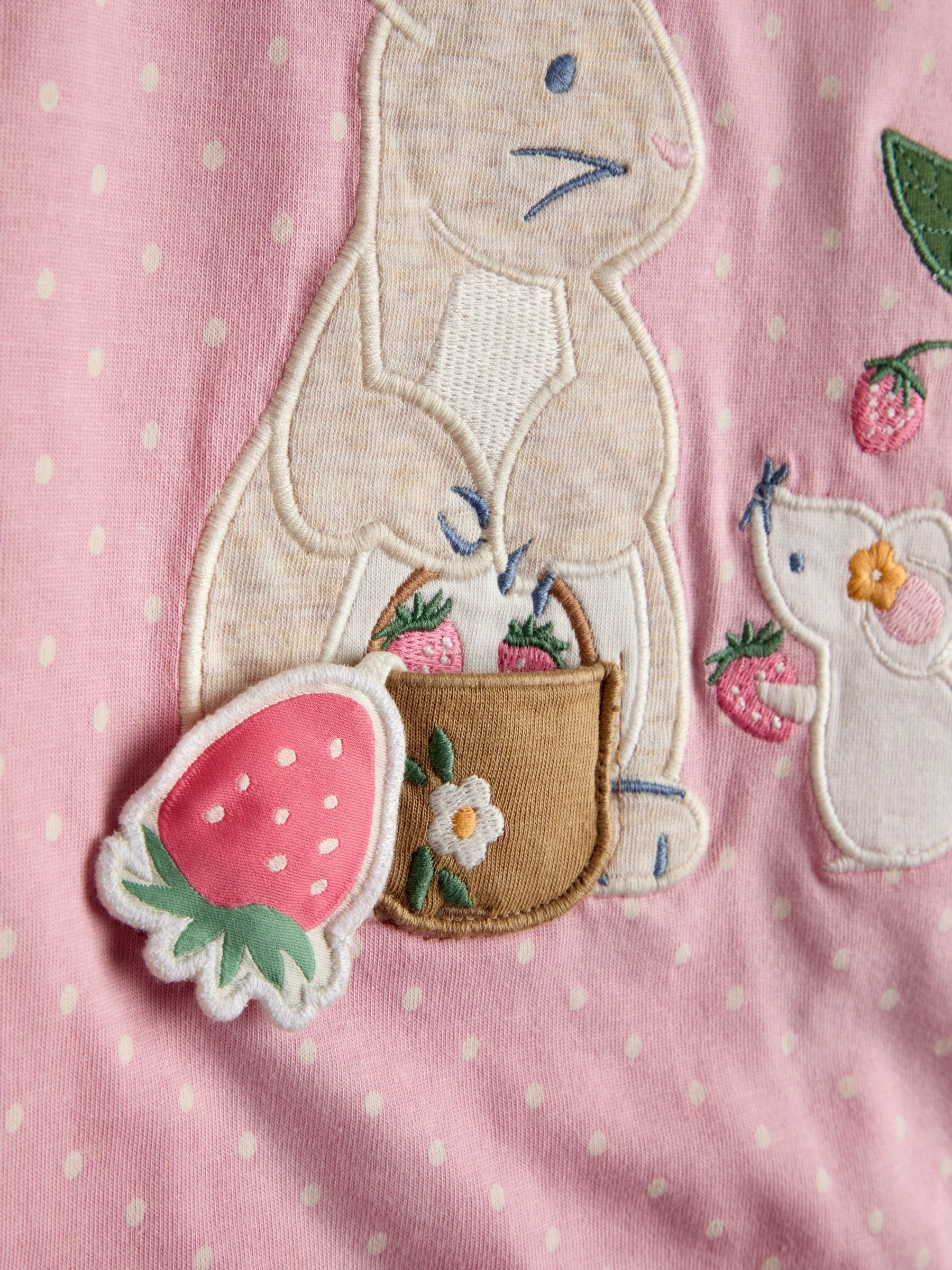 Light Pink Bunny And Mouse Appliqué T-Shirt - Image 3 of 3