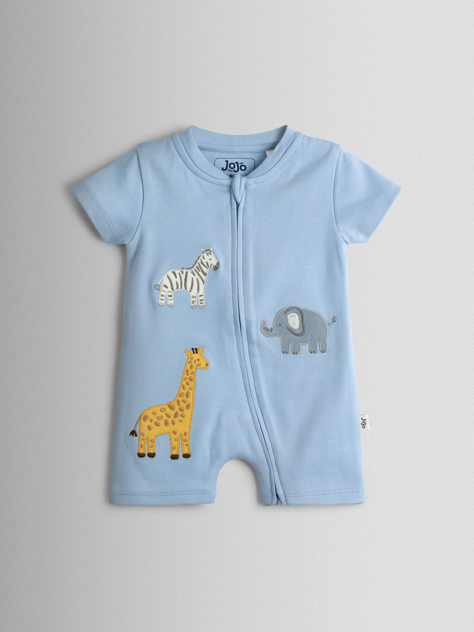 Blue Safari Appliqué Organic Cotton Short Sleeved Zip Sleepsuit - Image 2 of 4