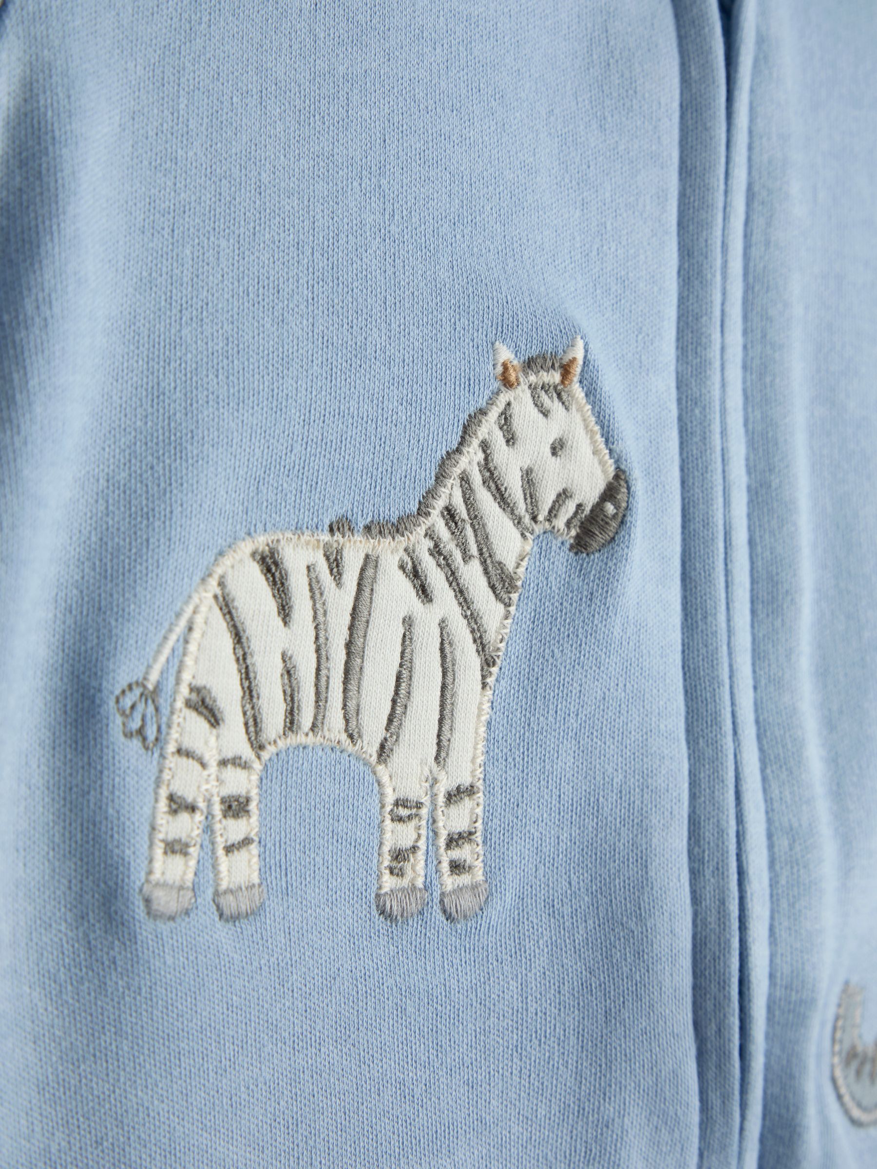 Blue Safari Appliqué Organic Cotton Short Sleeved Zip Sleepsuit - Image 4 of 4