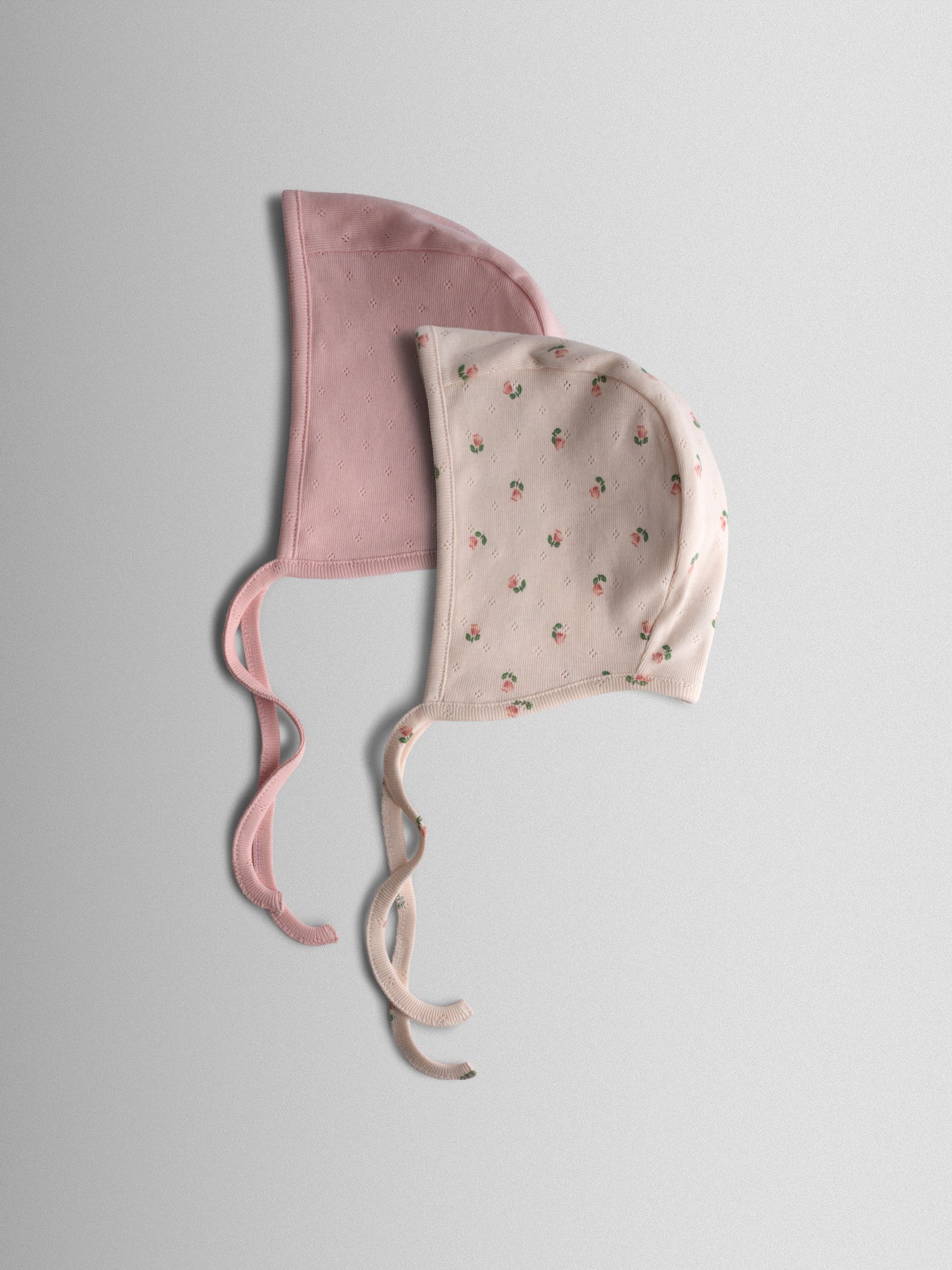 Cream Floral 2-Pack Bonnets - Image 1 of 4