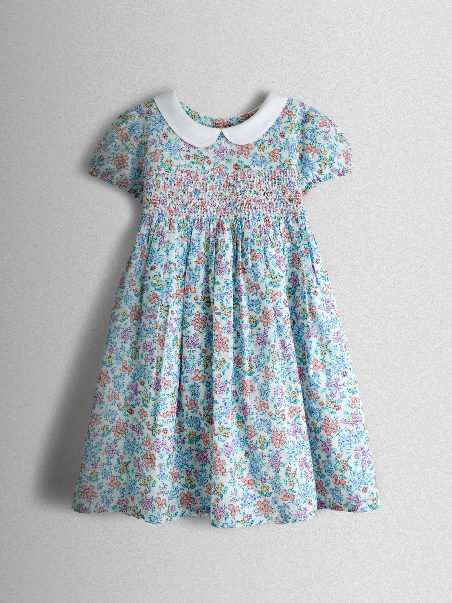 Cream Collared Ditsy Floral Smocked Dress - Image 2 of 6