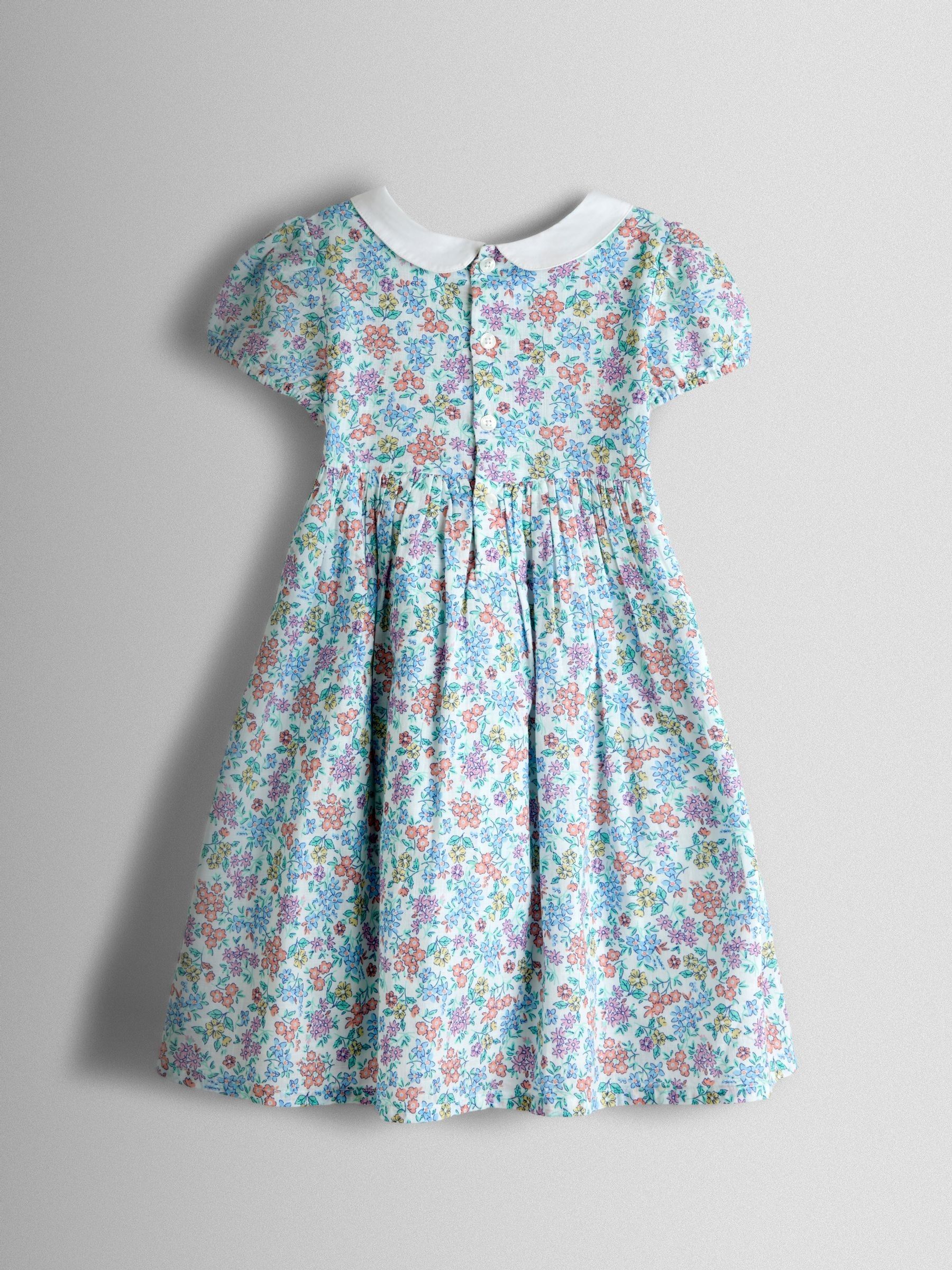 Cream Collared Ditsy Floral Smocked Dress - Image 3 of 6