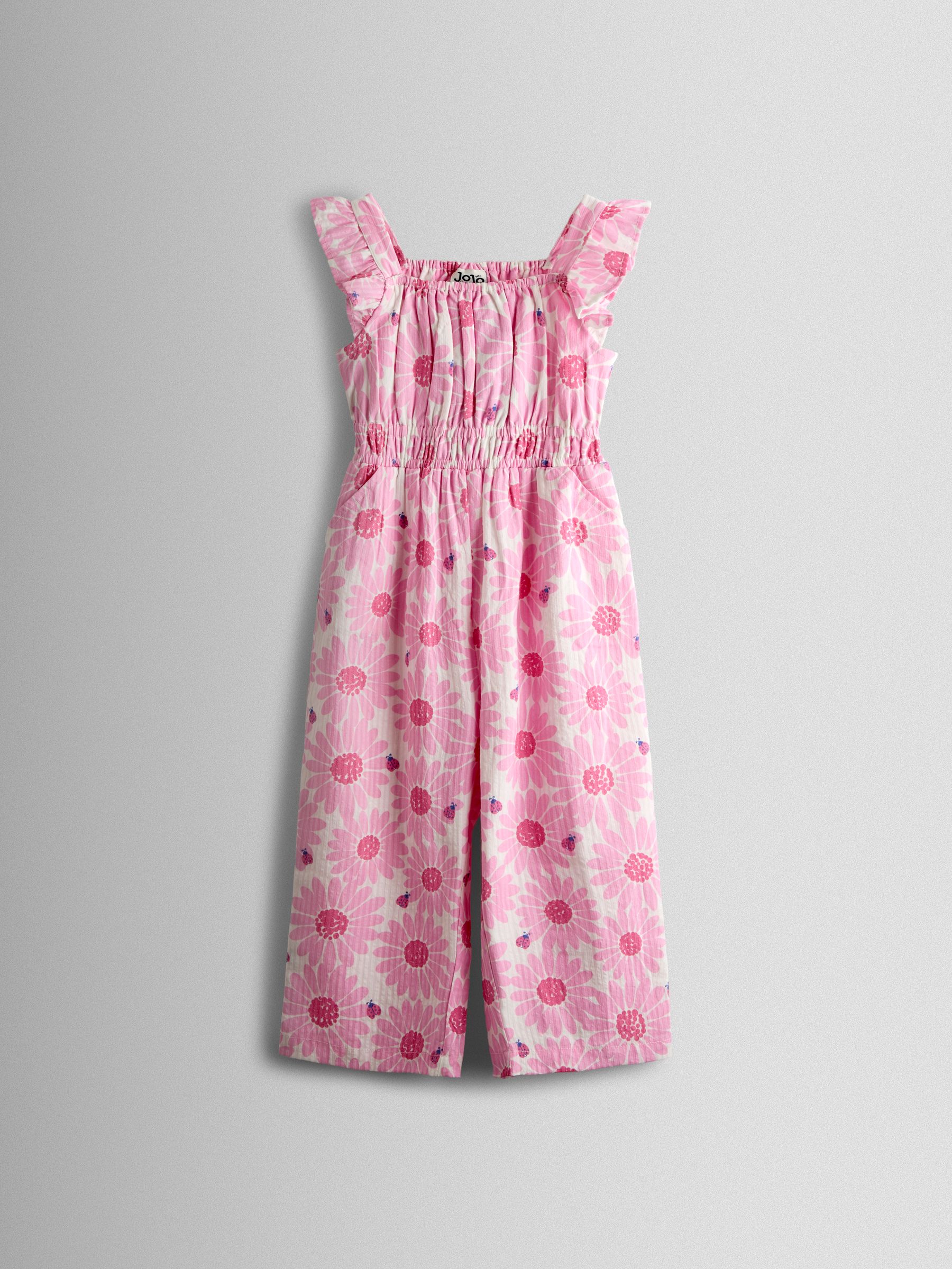 Pink Daisy & Ladybird Strappy Seersucker Jumpsuit - Image 1 of 3