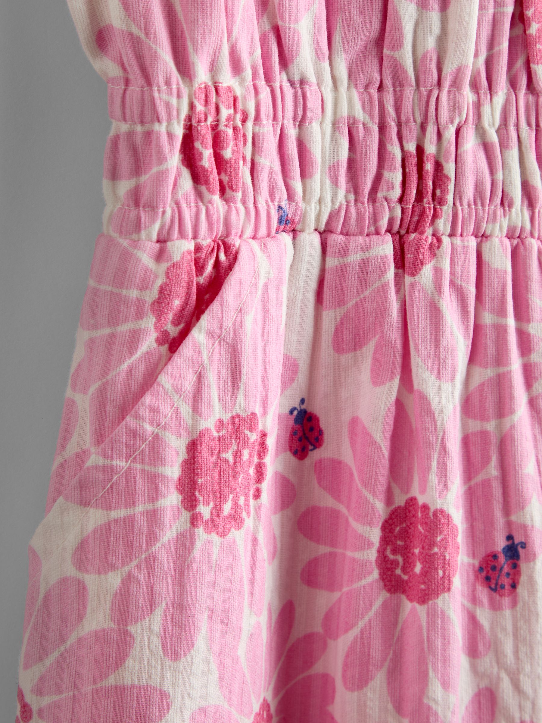 Pink Daisy & Ladybird Strappy Seersucker Jumpsuit - Image 3 of 3 Pink Daisy & Ladybird Strappy Seersucker Jumpsuit - Image 3 of 3