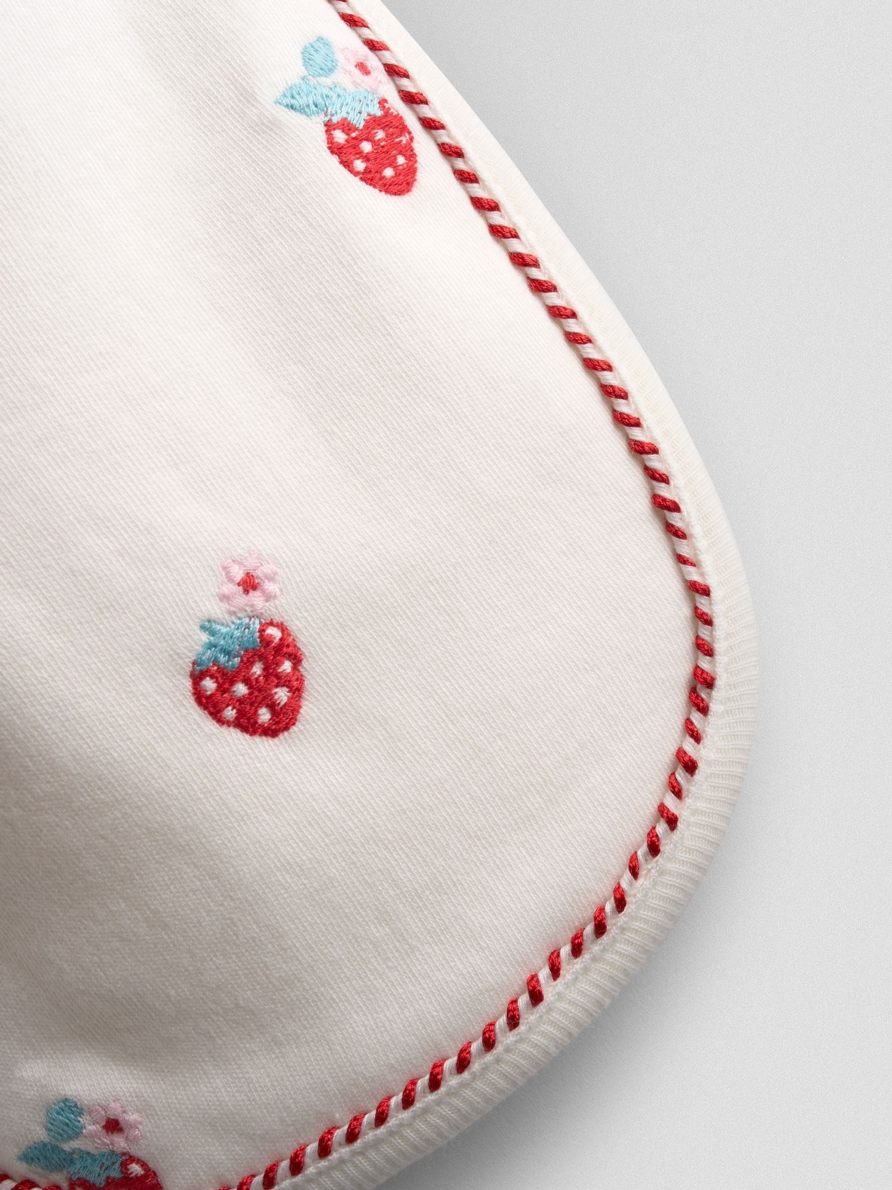 Red Strawberry Embroidered Hat and Bib Set - Image 3 of 4