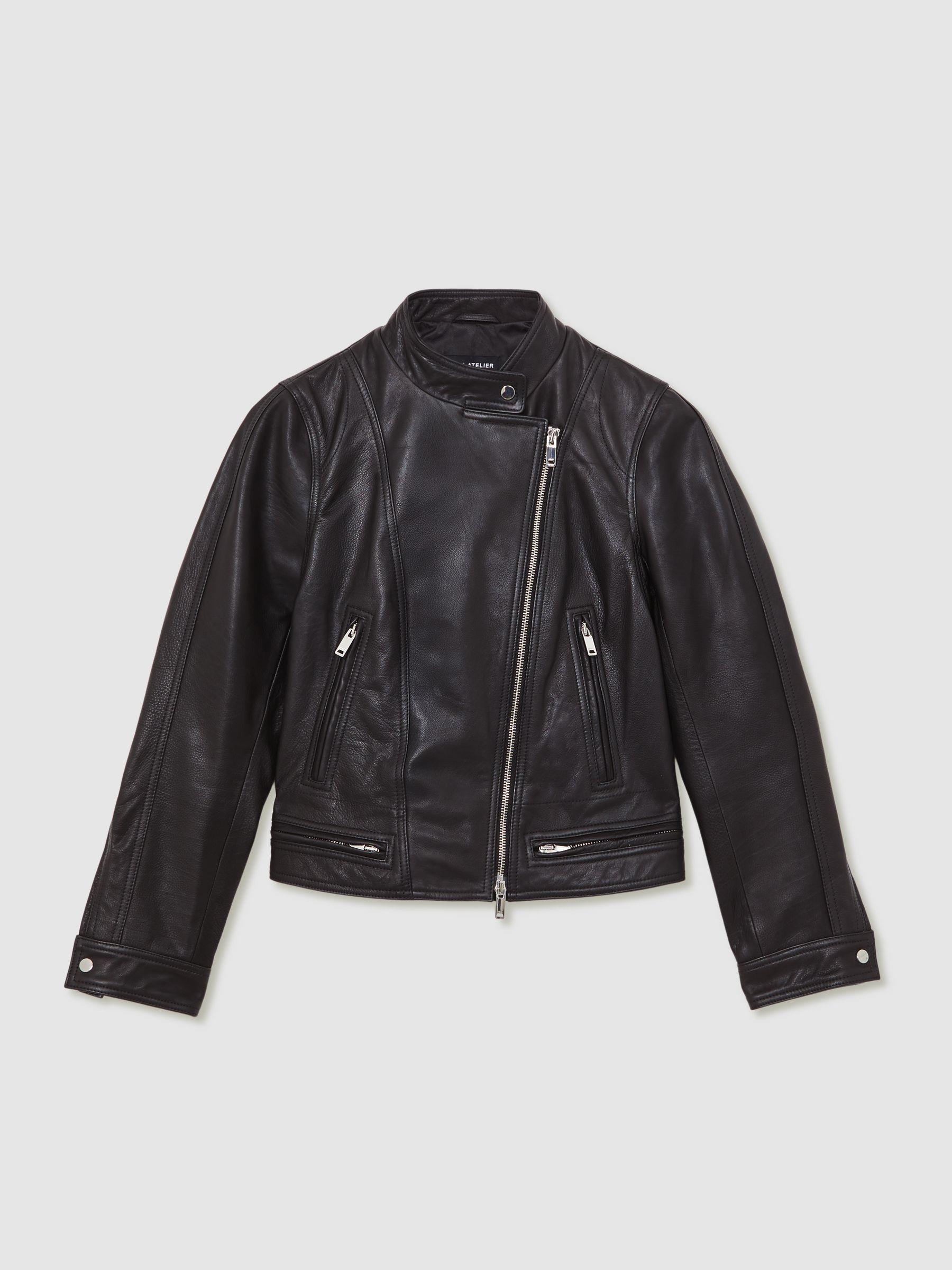 Atelier Leather Biker Jacket in Black - image 1