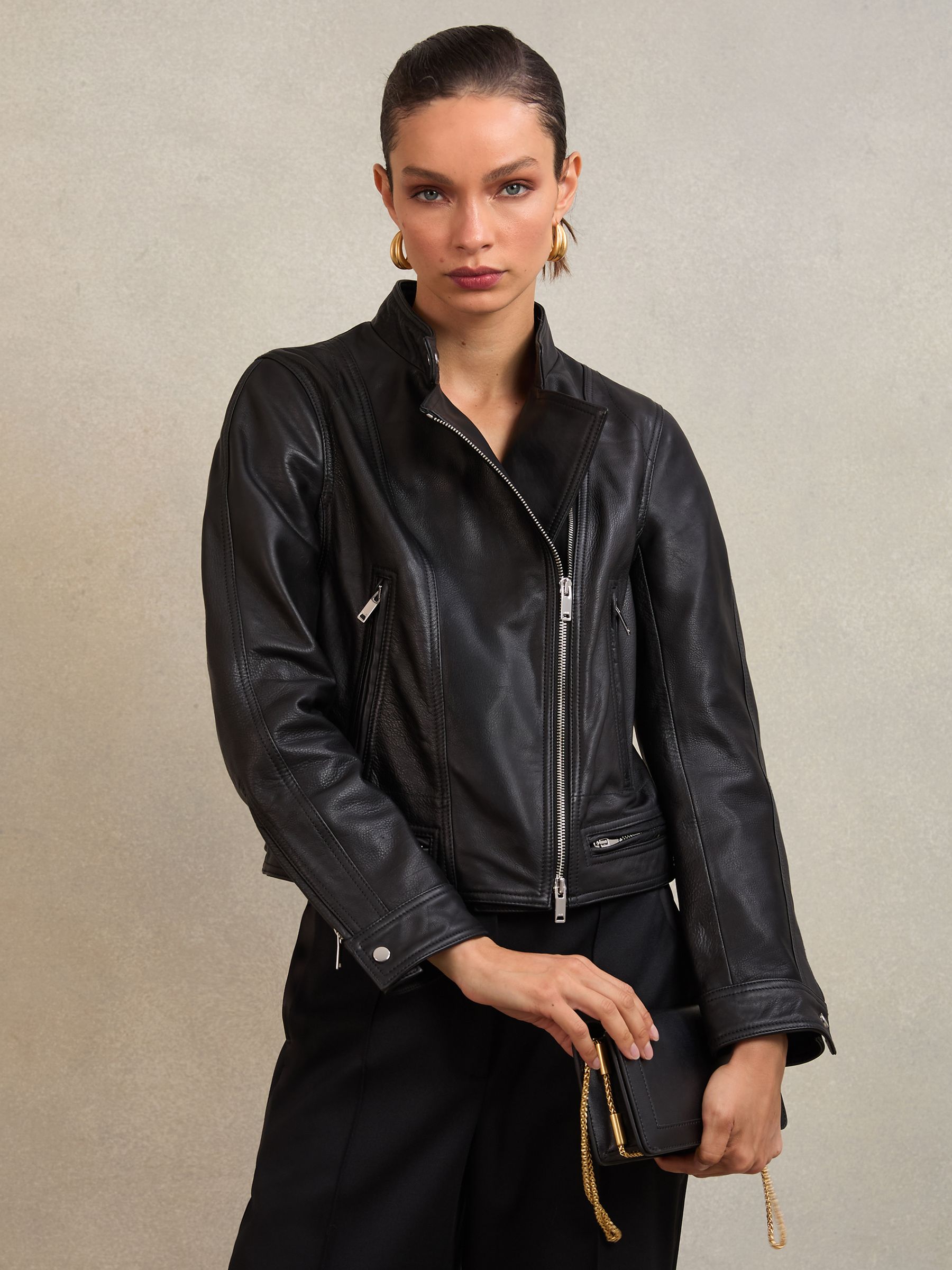 Atelier Leather Biker Jacket in Black - image 4