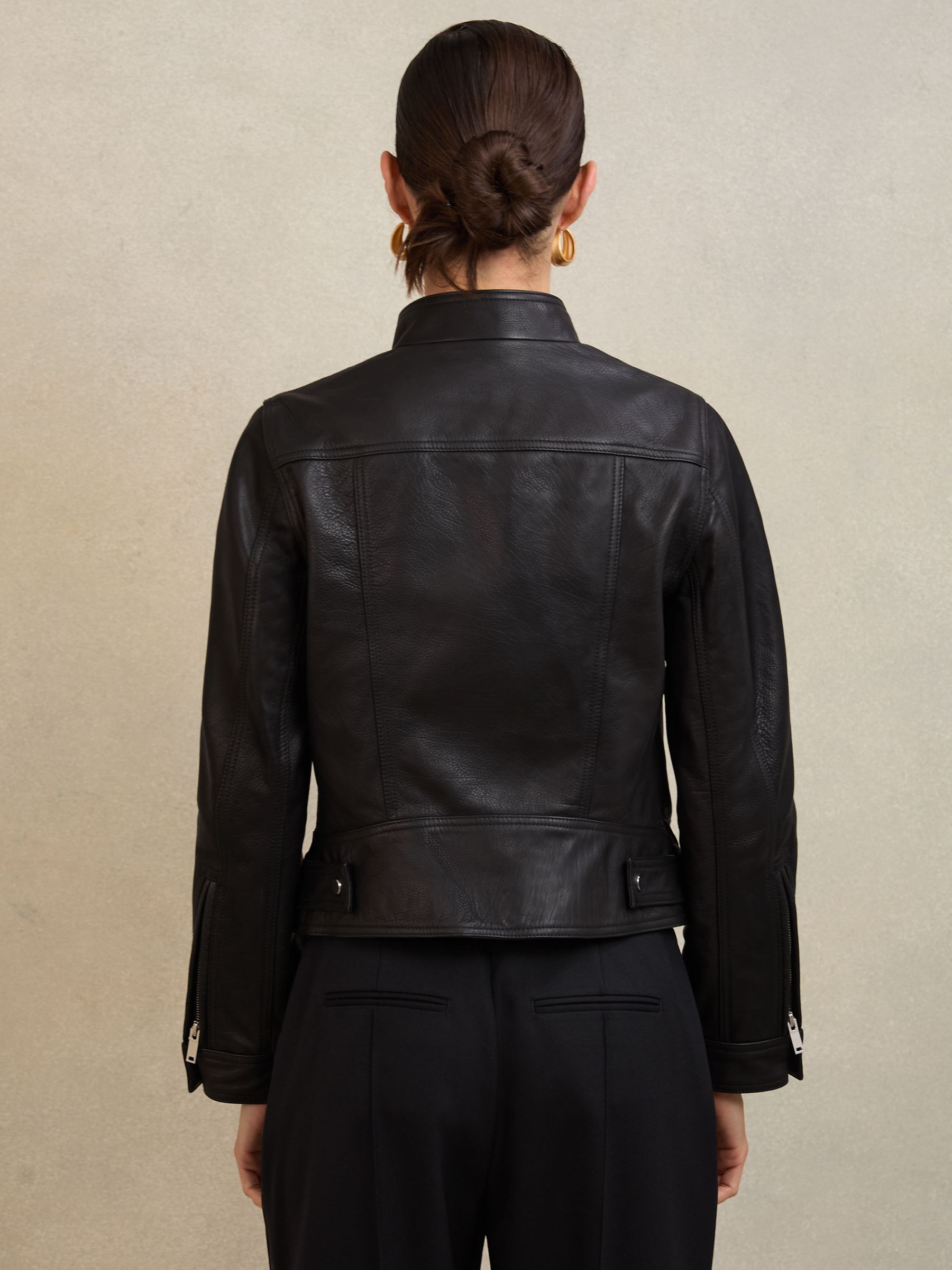 Atelier – Bikerjacke aus Leder in Schwarz - Bild 6 von 7
