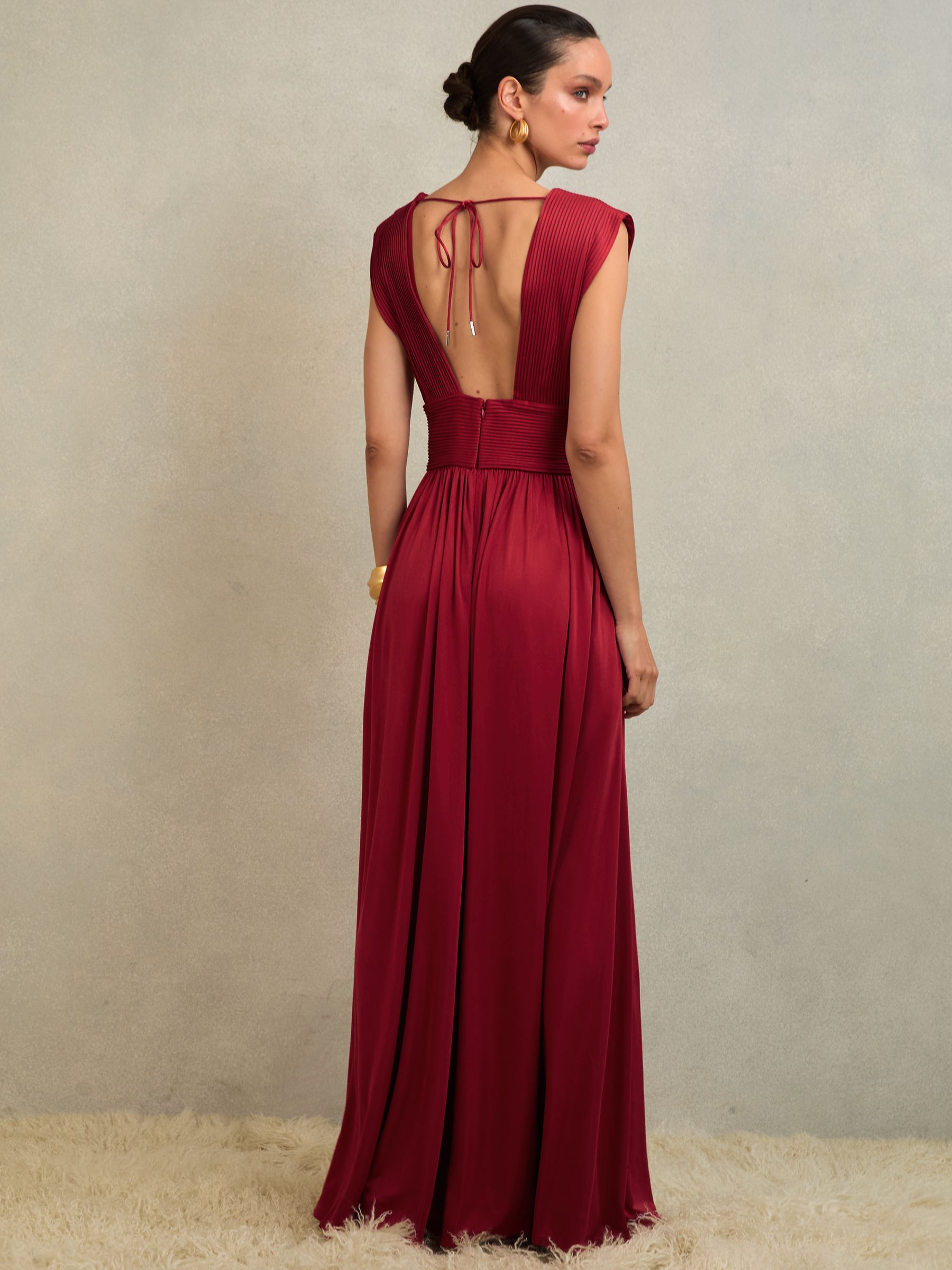 Atelier Cut-Out Pleated Maxi Dress in Red - image 3