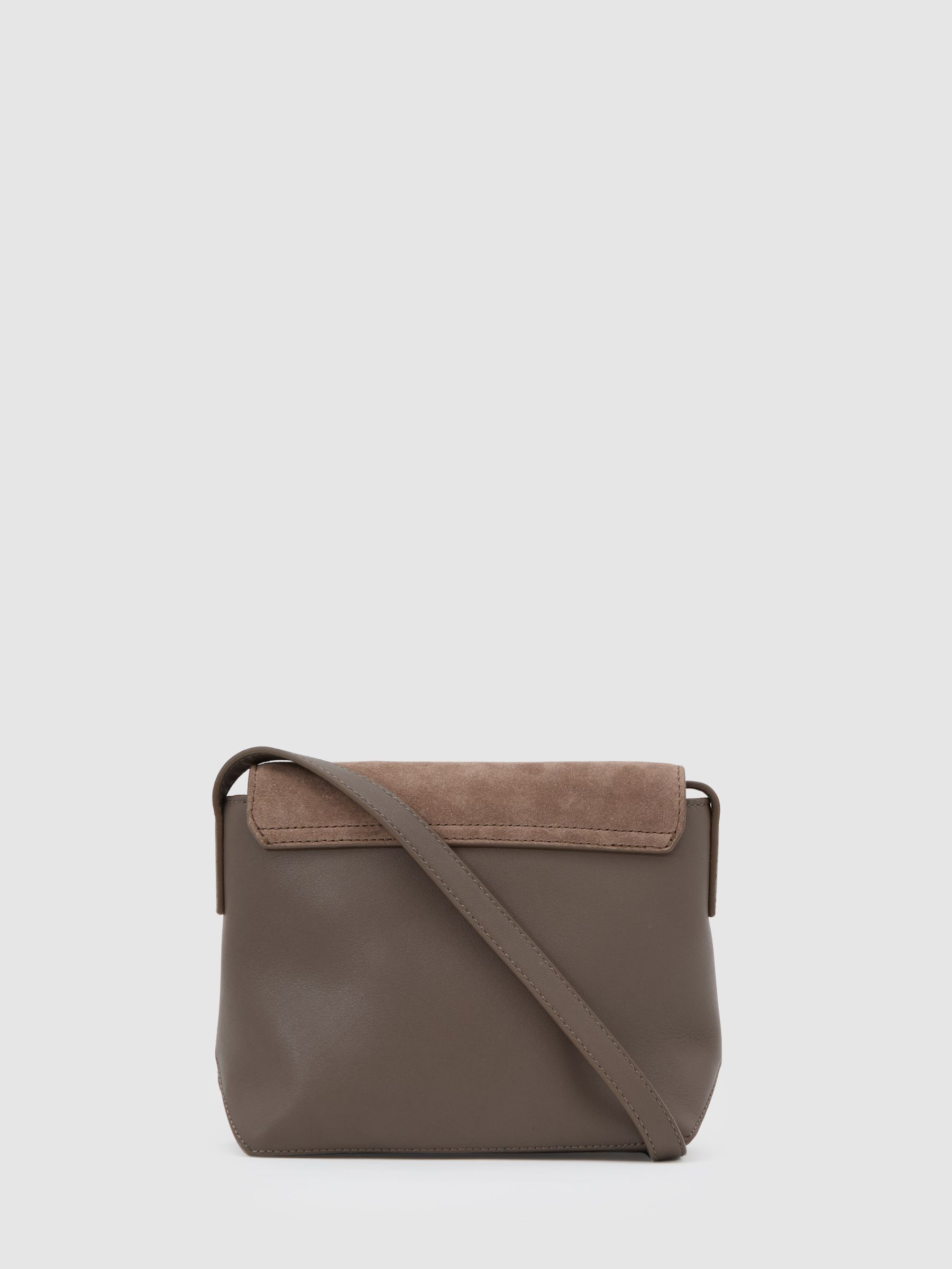Suede and Leather Crossbody Bag in Taupe - image 5