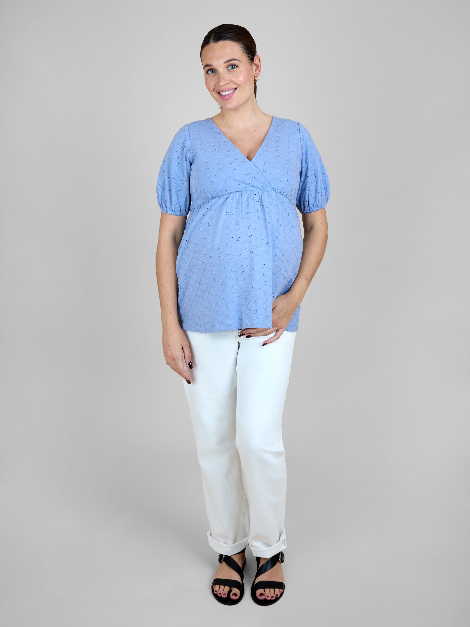 Blue Short Sleeve Maternity Jersey Top - Image 2 of 5 Blue Short Sleeve Maternity Jersey Top - Image 2 of 5