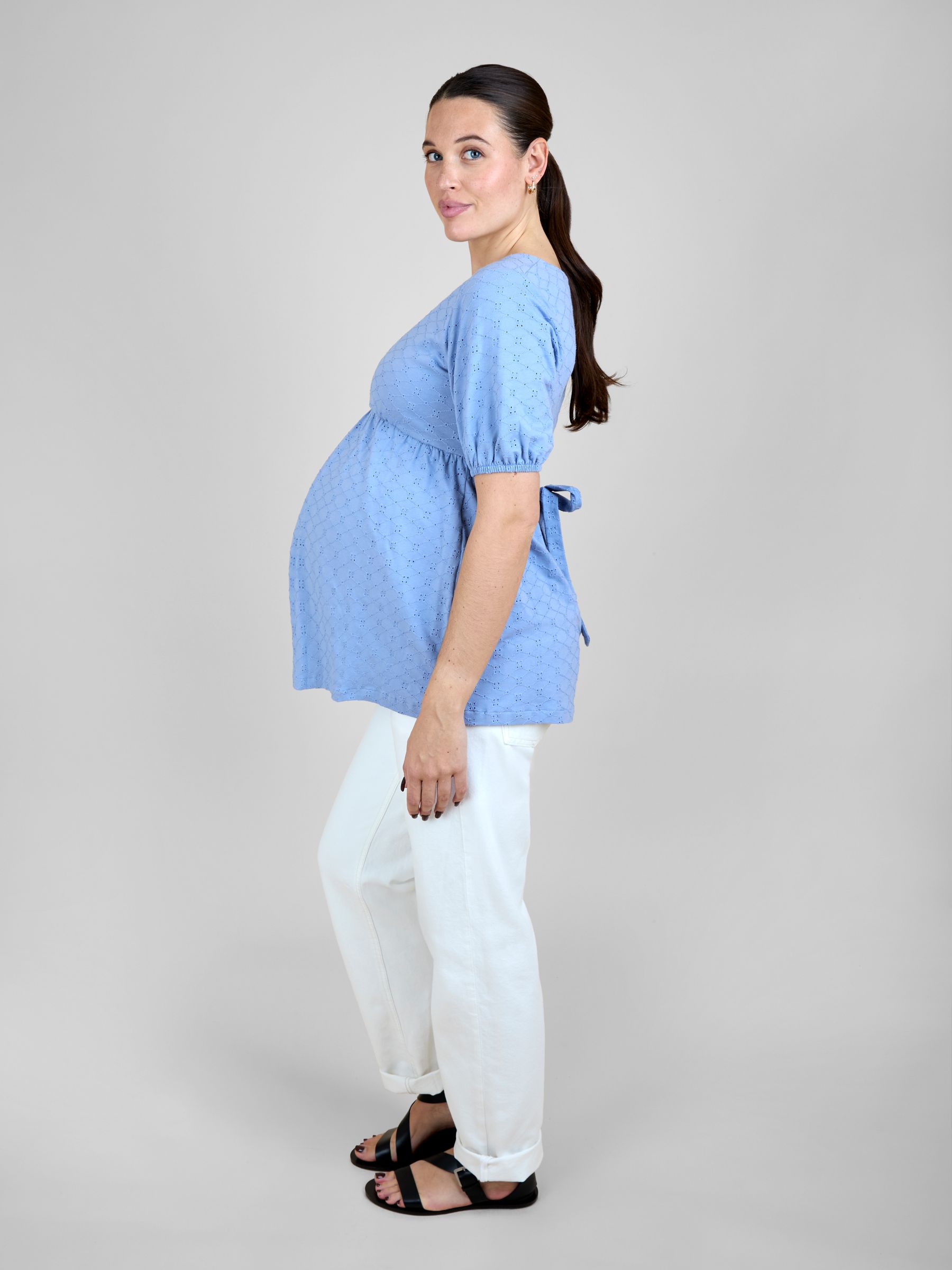 Blue Short Sleeve Maternity Jersey Top - Image 3 of 5