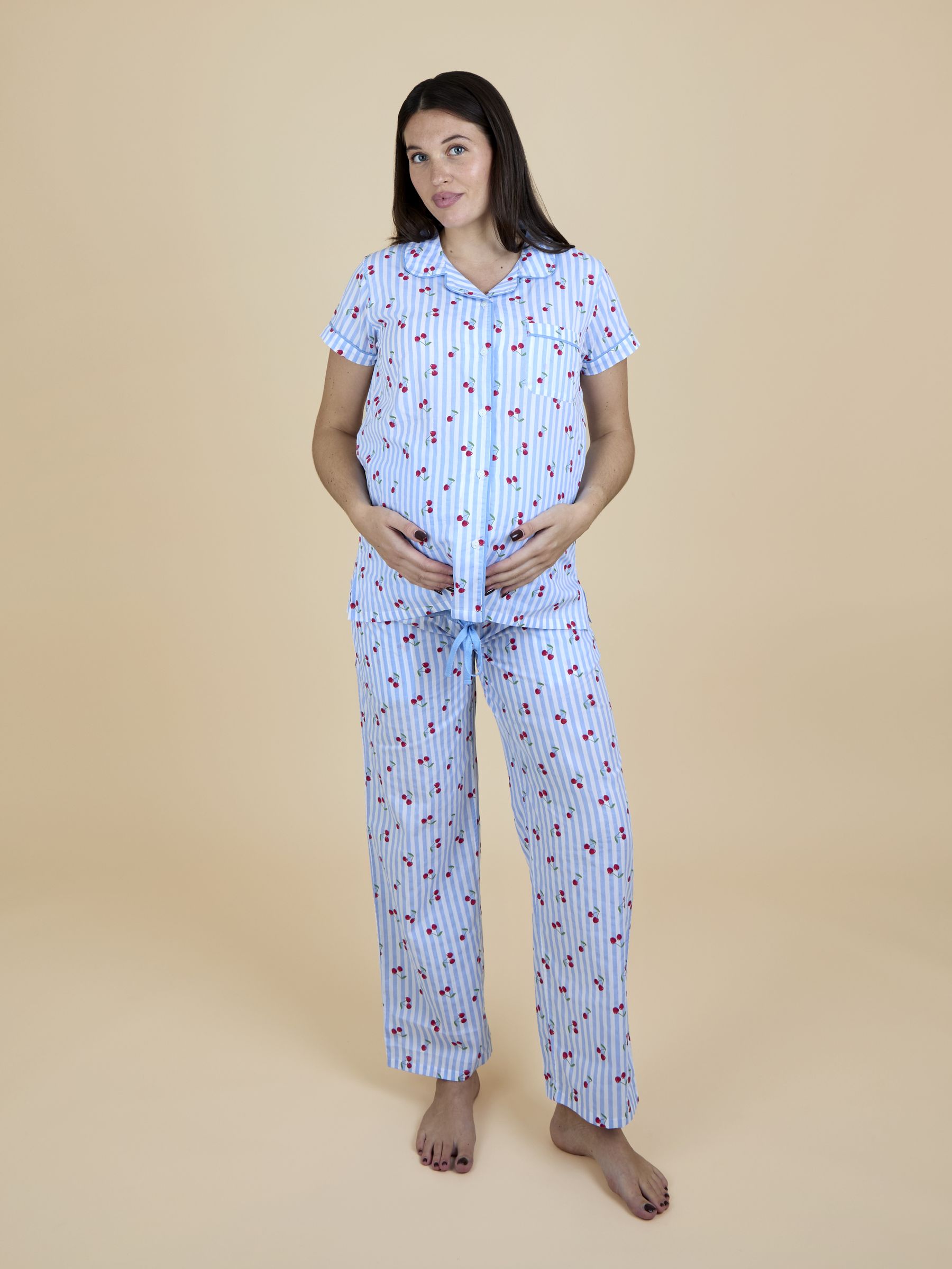 Blue Lemon Print Maternity Pyjamas Set - Image 1 of 6