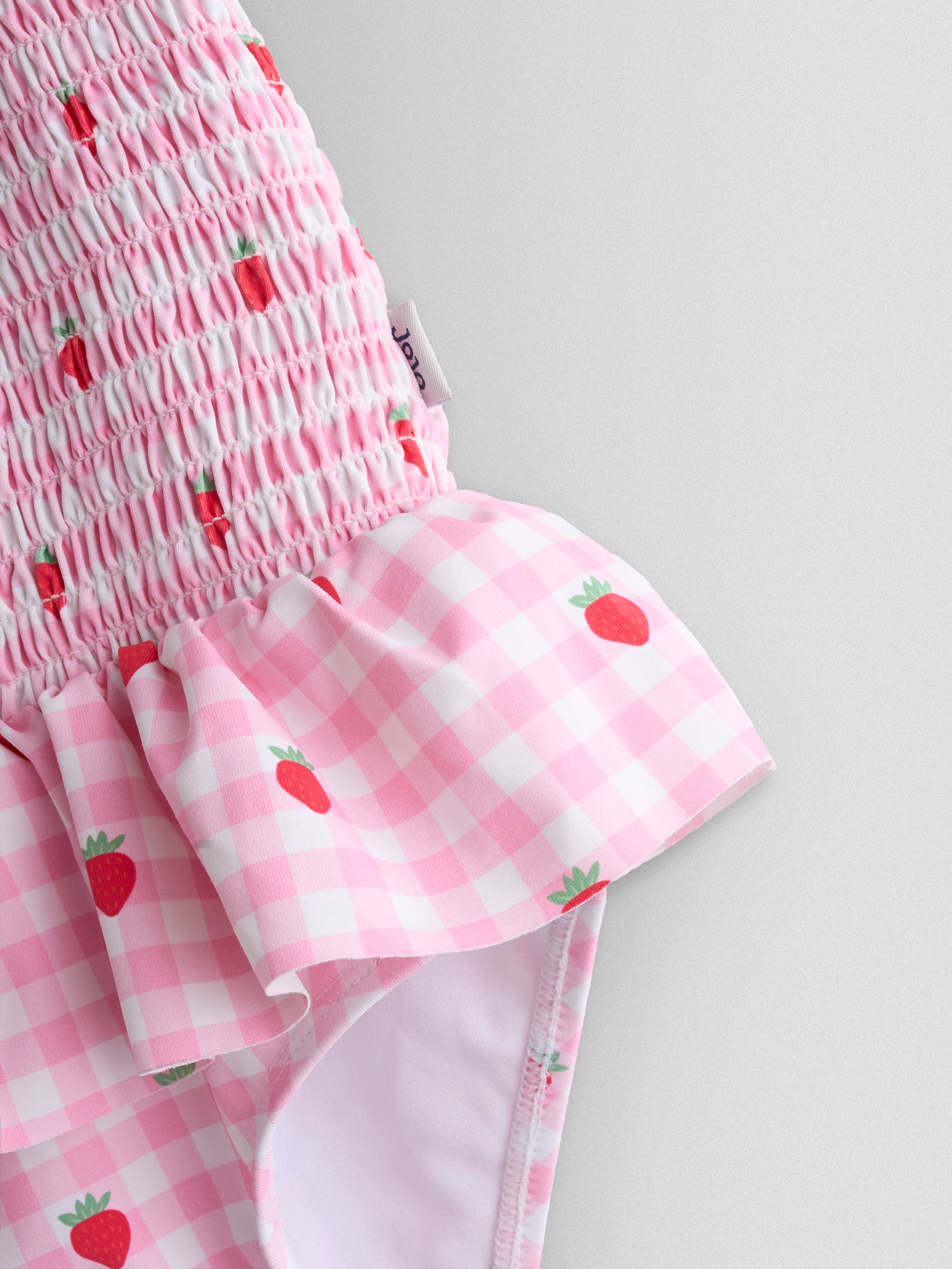 Pink Cherry Gingham Shirred Tie Shoulder Swimsuit - Image 5 of 5