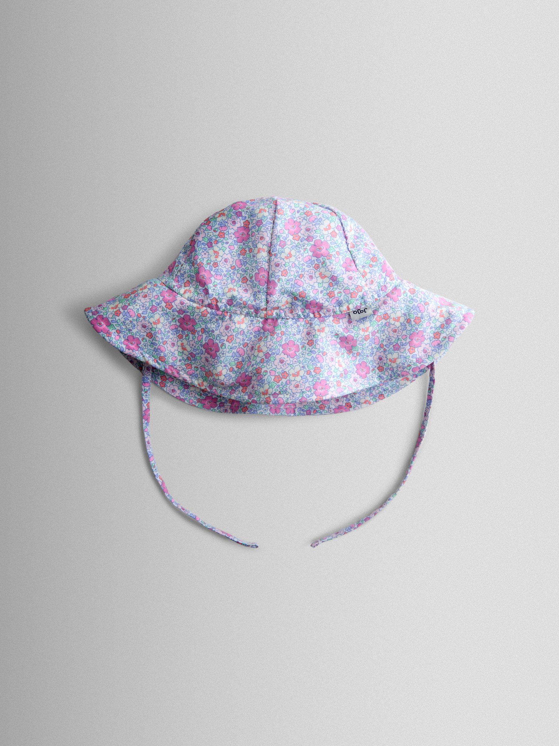 Coral Floral Floppy Sun Hat - Image 1 of 4 Coral Floral Floppy Sun Hat - Image 1 of 4