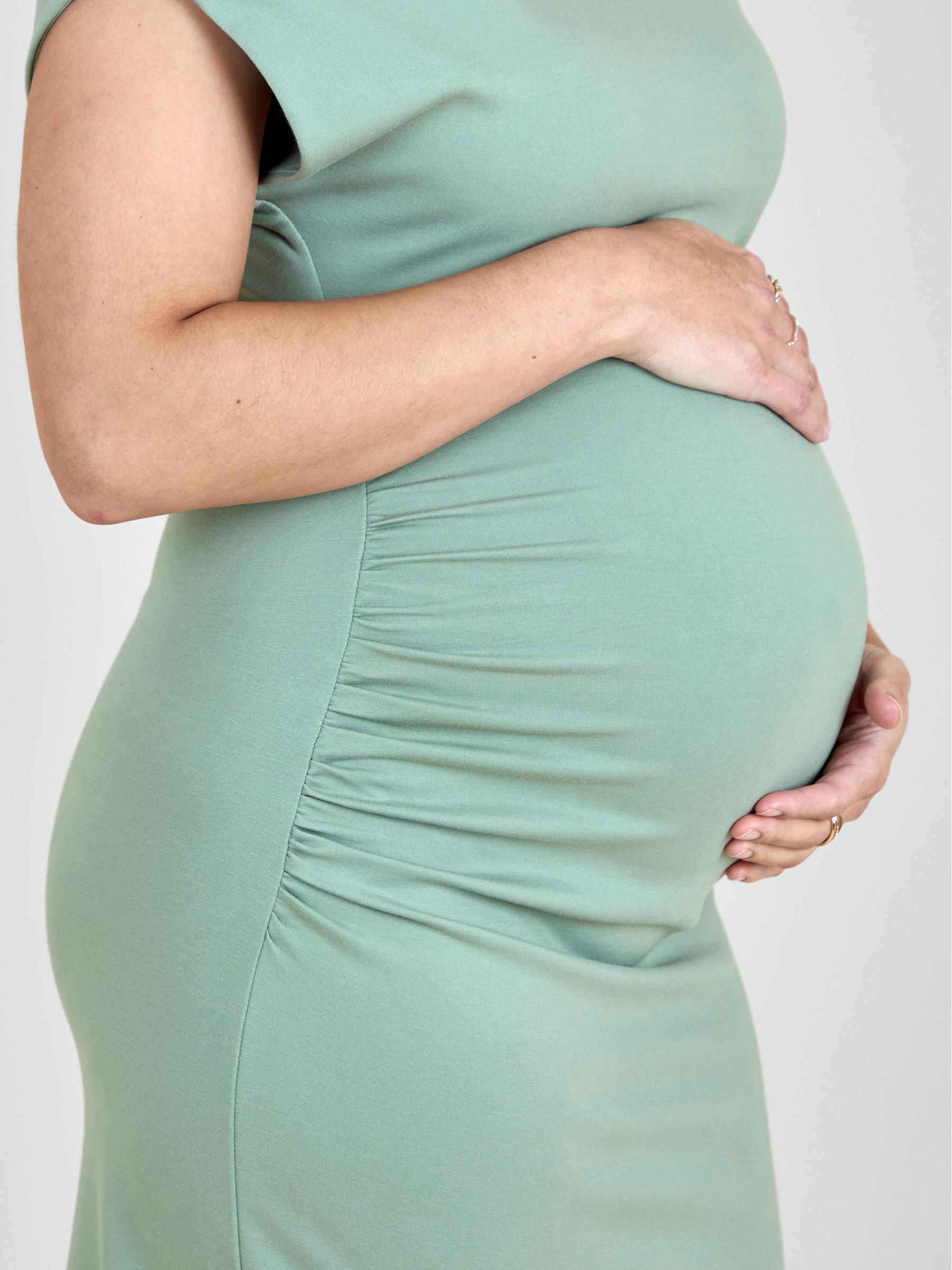 Green Premium Jersey Ruched Side Bodycon Midi Dress - Image 5 of 5