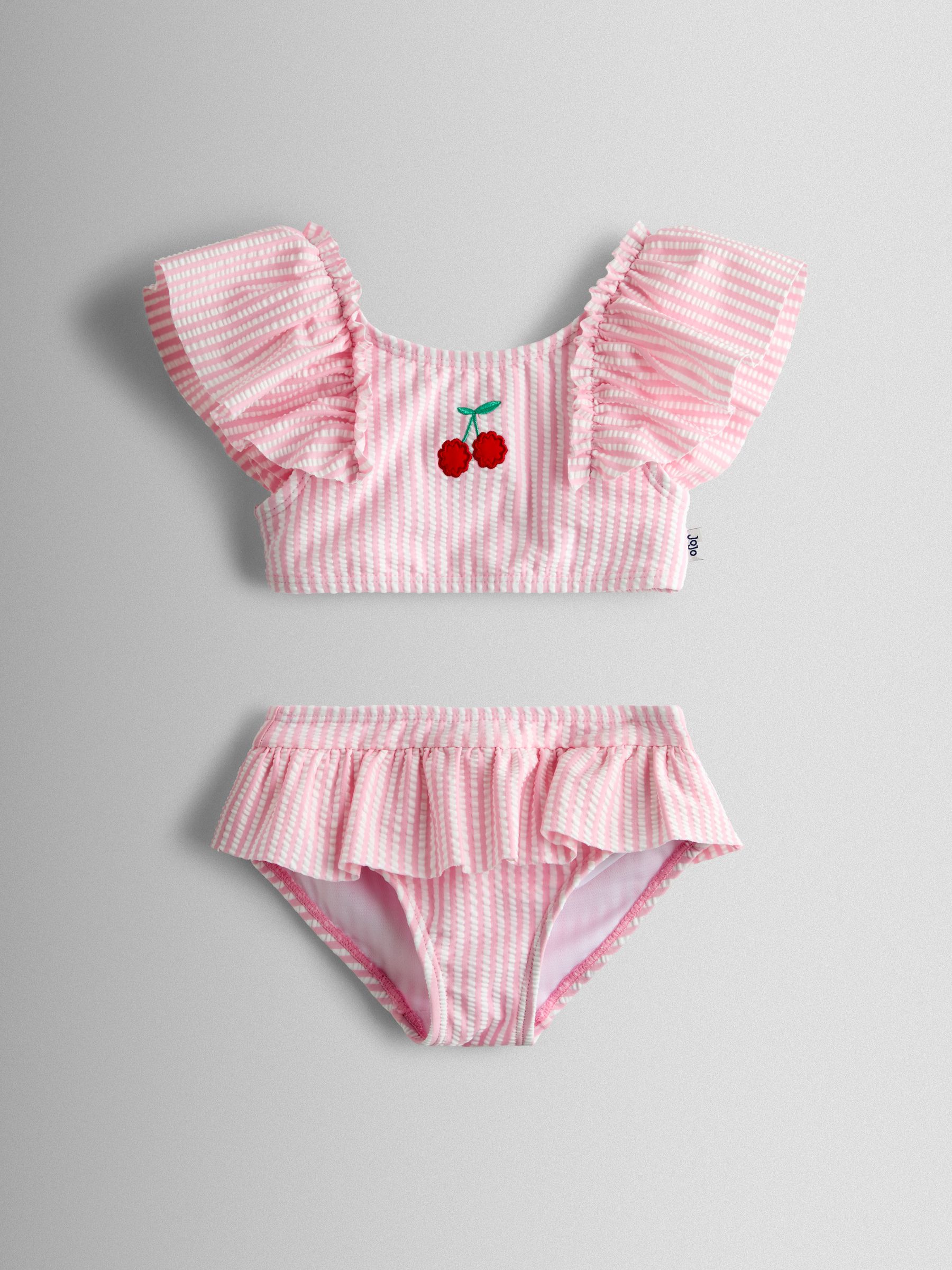 Pink Cherry Stripe Textured 2-Piece Bikini Set - Image 2 of 8