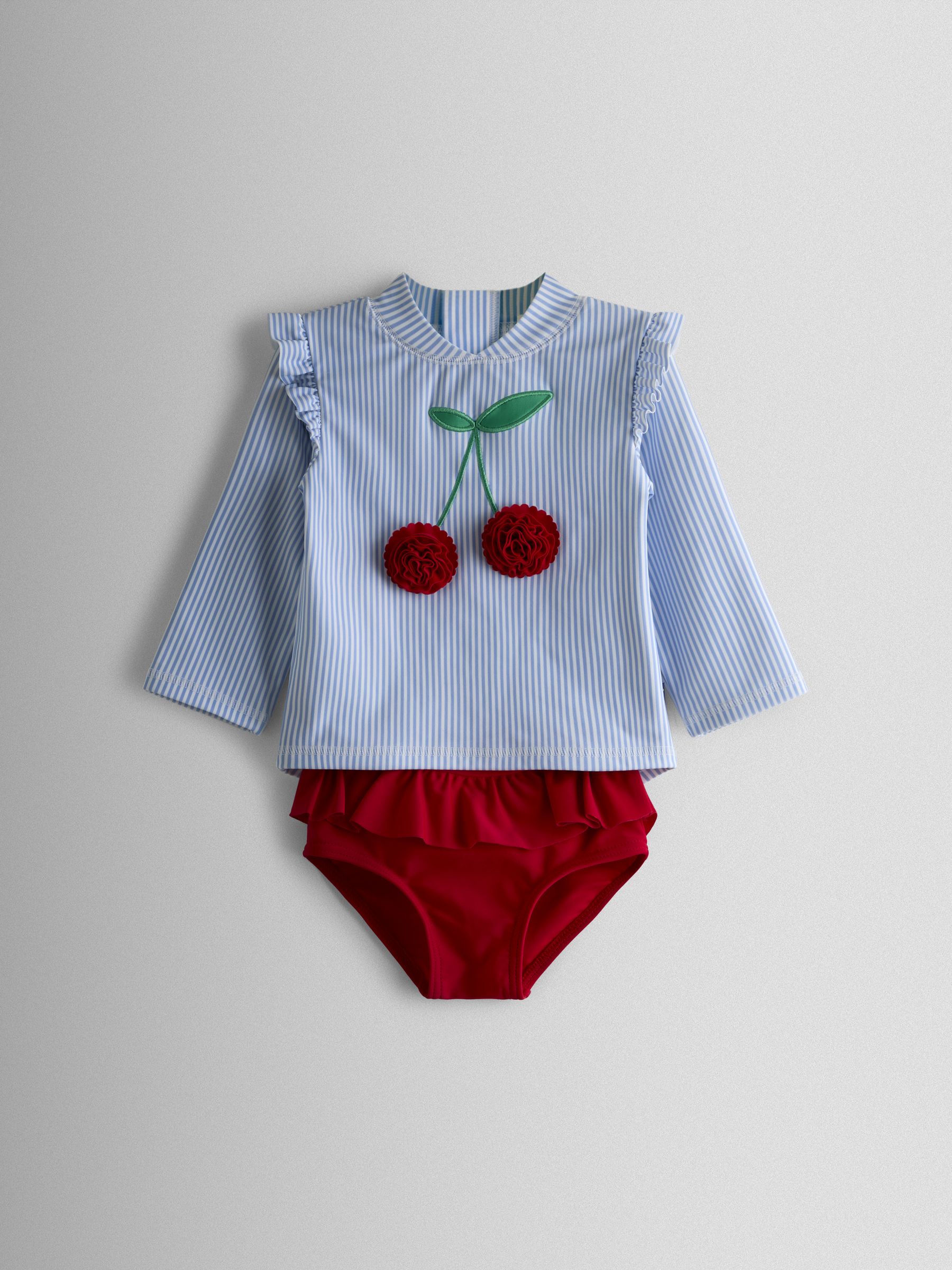 Blue Stripe Cherry Long Sleeve Rash Vest Set - Image 2 of 7