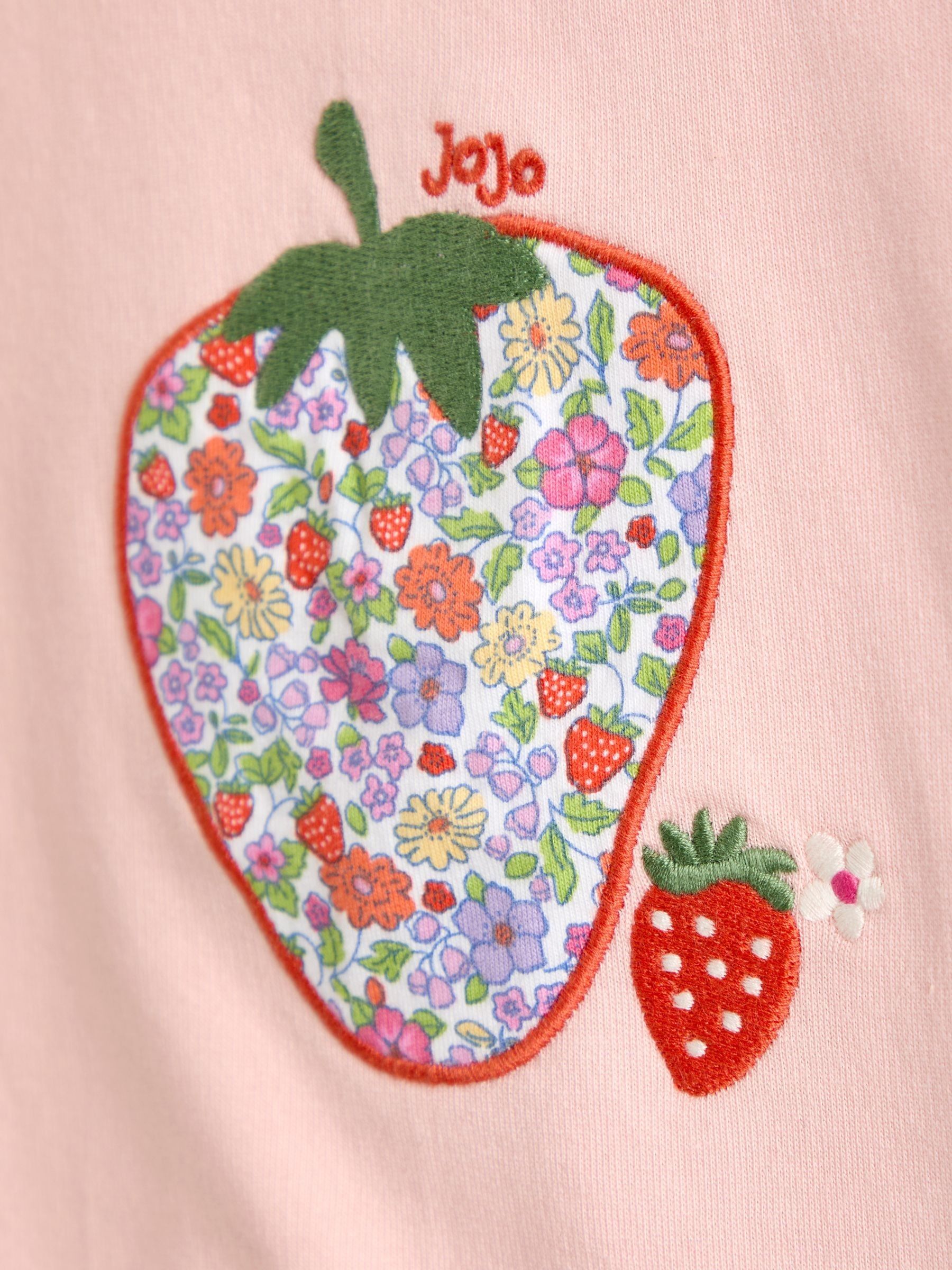 Light Pink 2- Piece Strawberry Appliqué And Leggings Set - Image 6 of 7